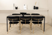 Venture Home Pelle spisebord , Black black Black+Arrow armchair , Brass Legs , Black Velvet_6