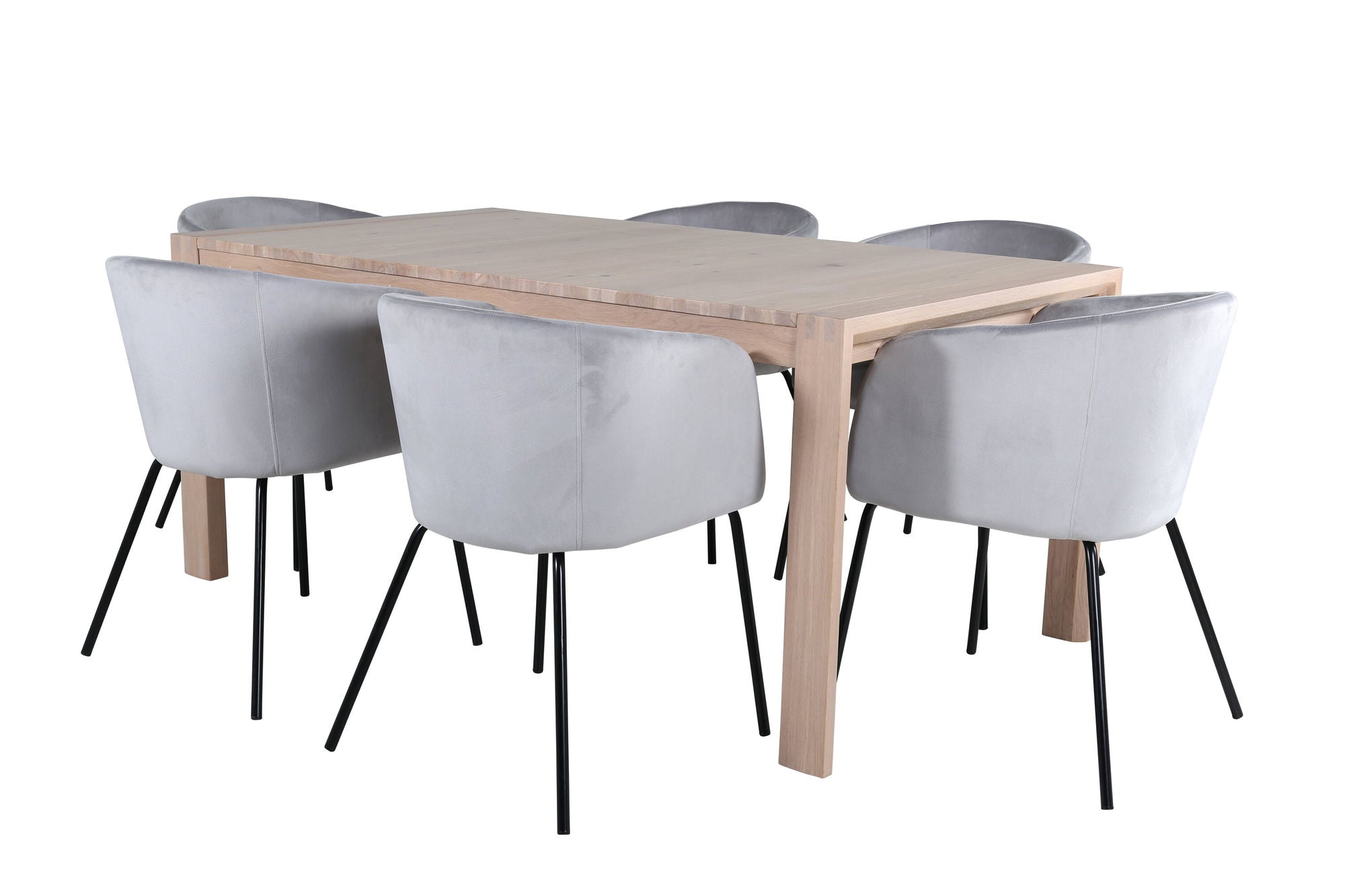 Venture Home Slider Extention bord - White Wash - 170+40+40cm +Berit stol - Black / Light Grey Velvet_6
