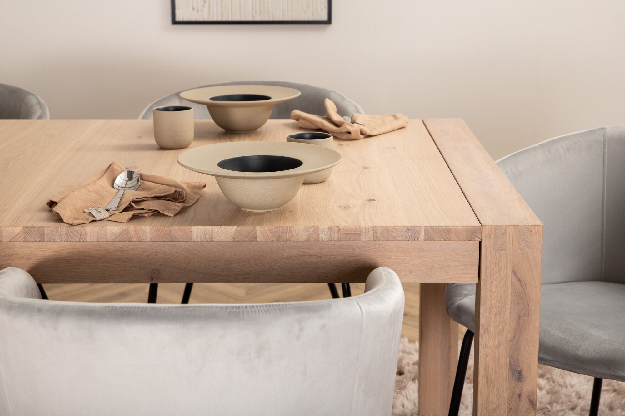 Venture Home Slider Extention bord - White Wash - 170+40+40cm +Berit stol - Black / Light Grey Velvet_6