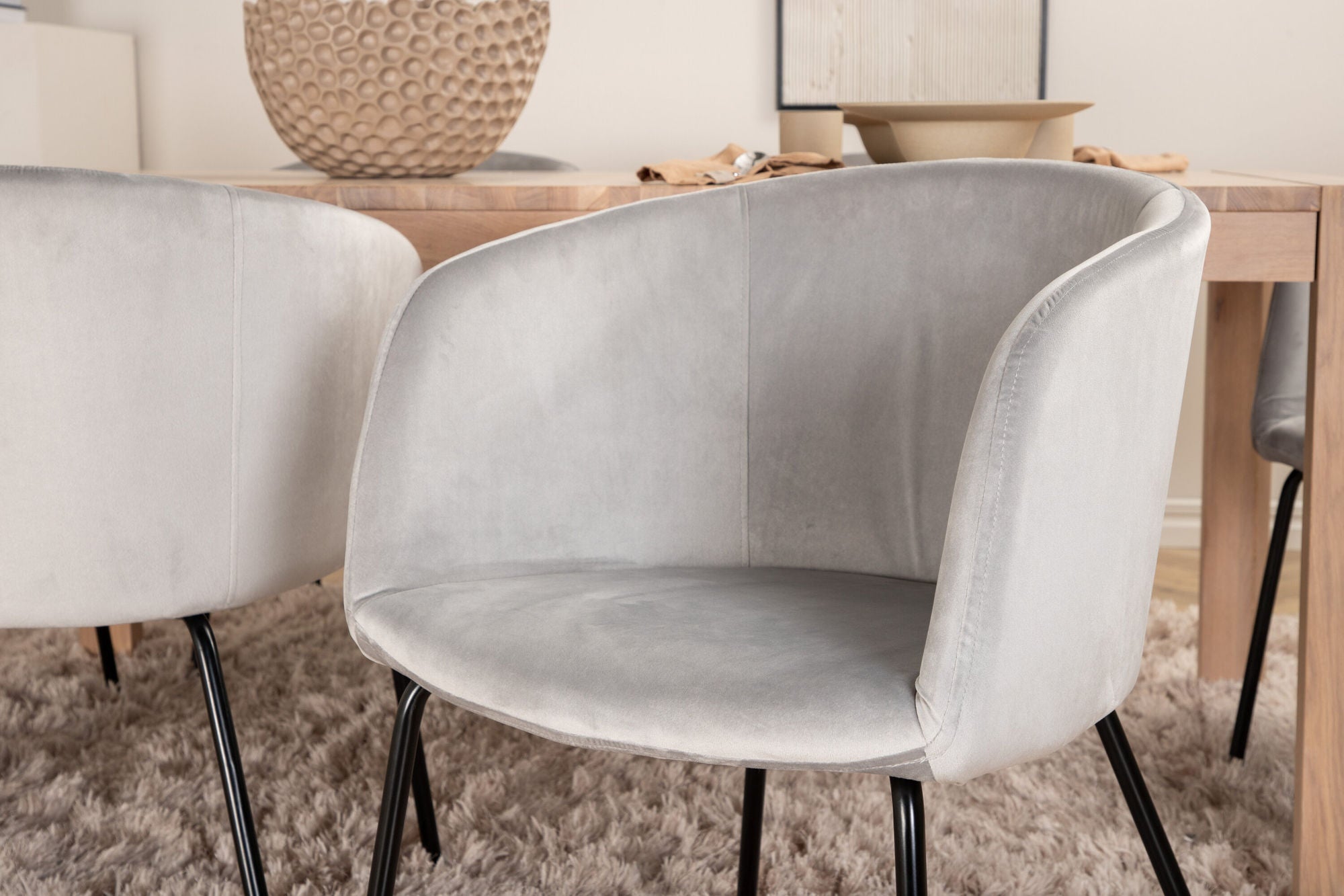 Venture Home Slider Extention bord - White Wash - 170+40+40cm +Berit stol - Black / Light Grey Velvet_6