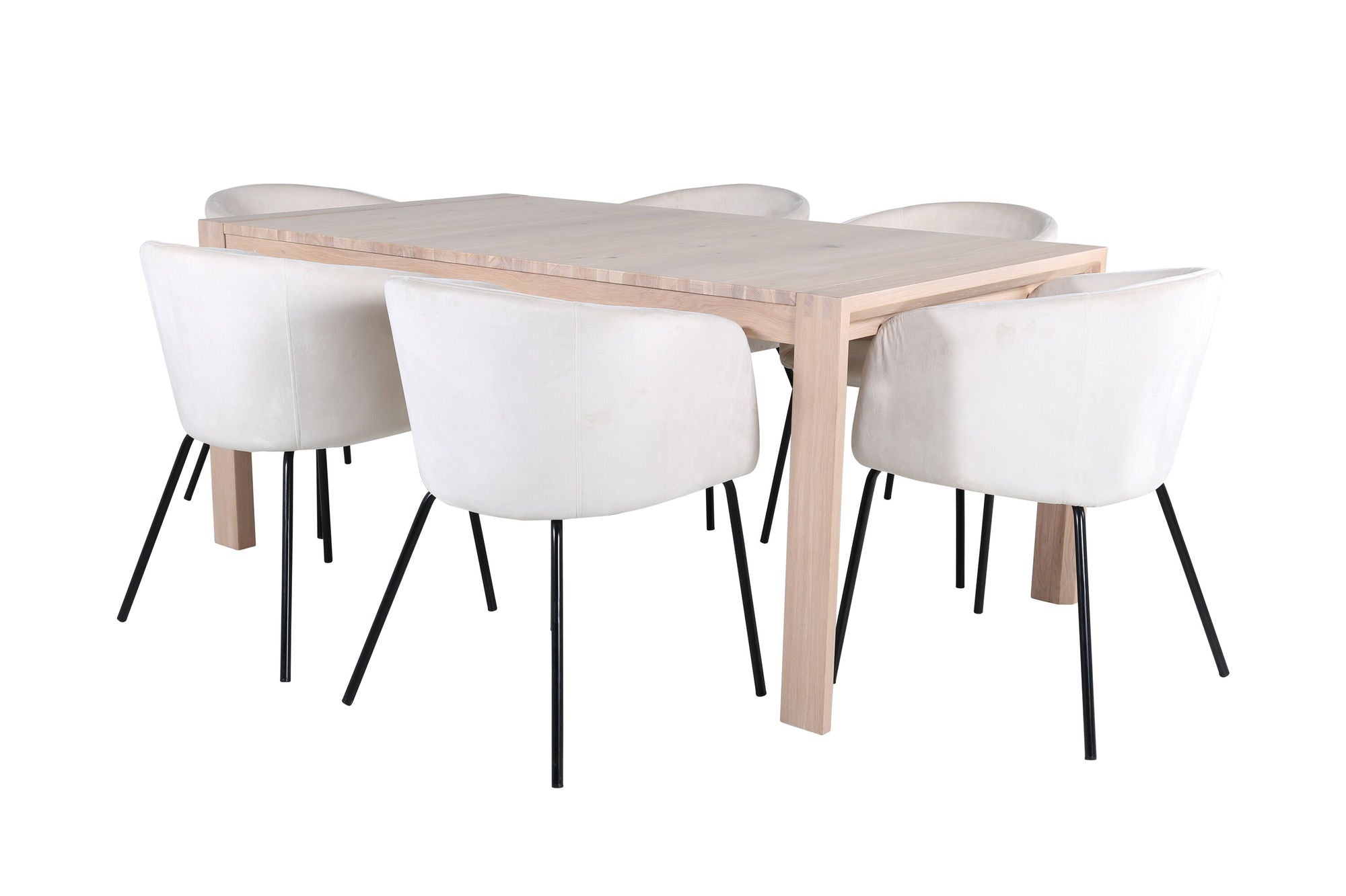 Venture Home Slider Extention bord - White Wash - 170+40+40cm +Berit stol - Black / Beige Velvet_6