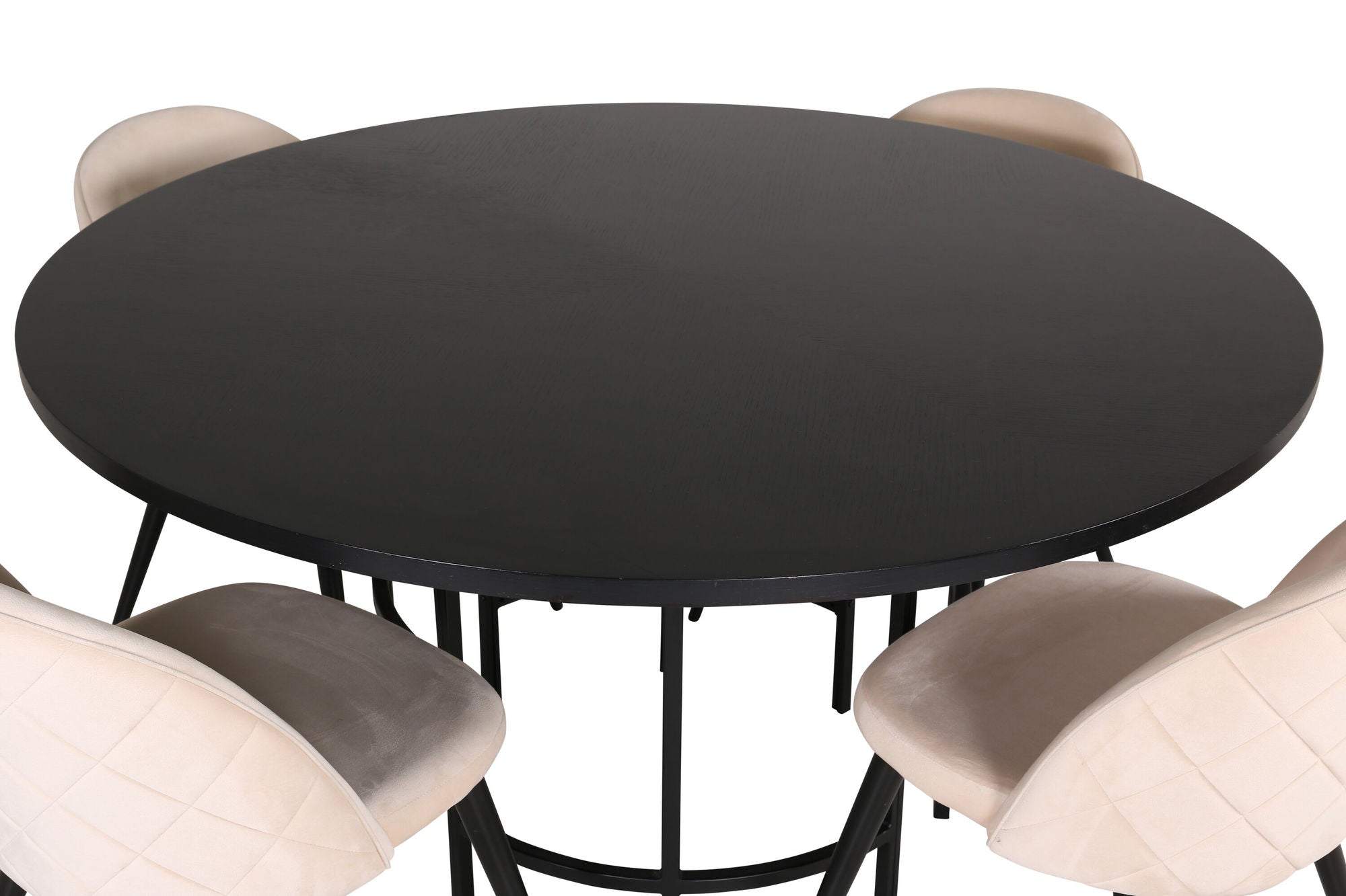 Venture Home Copenhagen - spisebord round - Black / Black+Velvet Stitches stol - Black / Beige Velvet_4