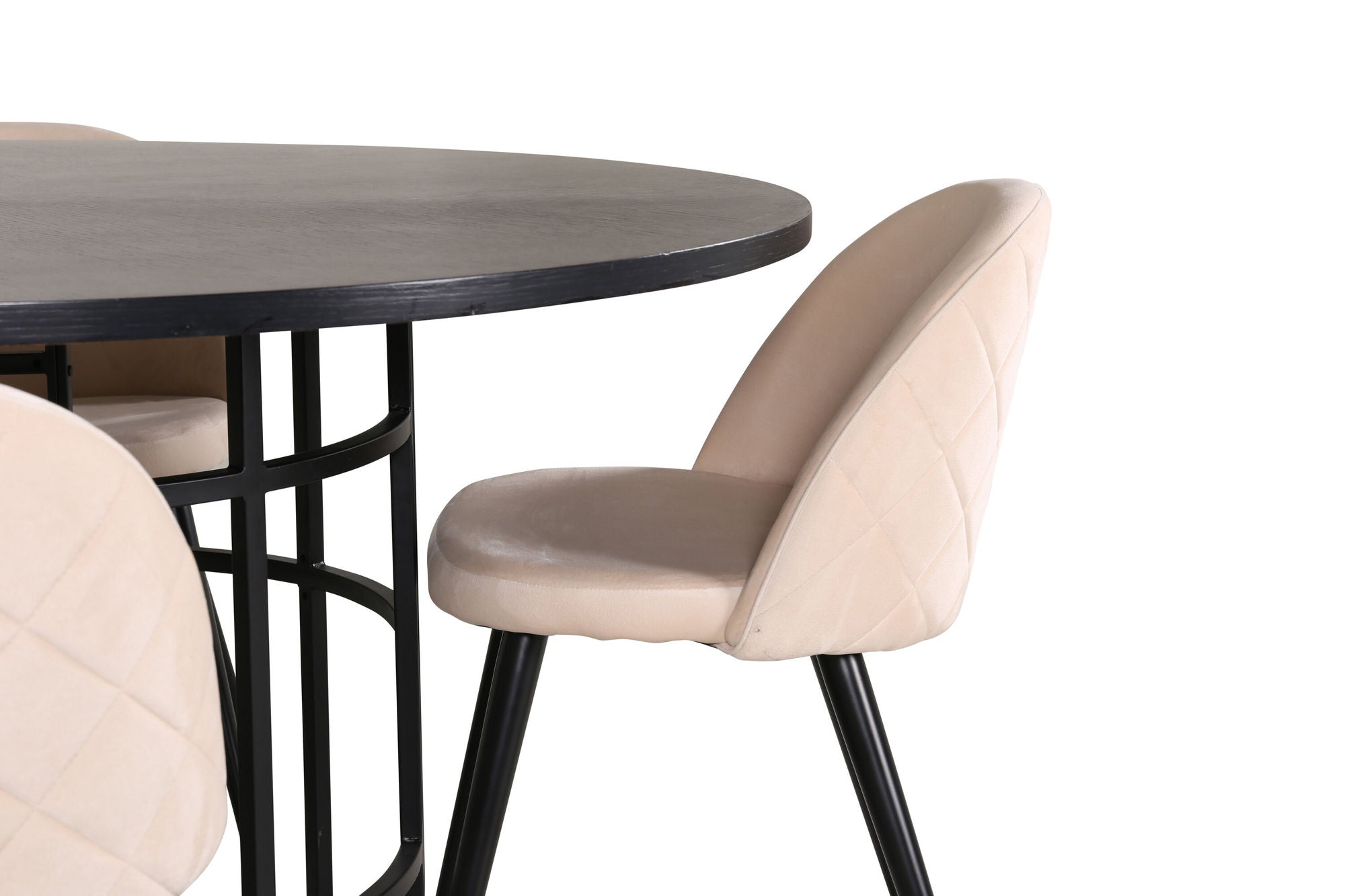 Venture Home Copenhagen - spisebord round - Black / Black+Velvet Stitches stol - Black / Beige Velvet_4