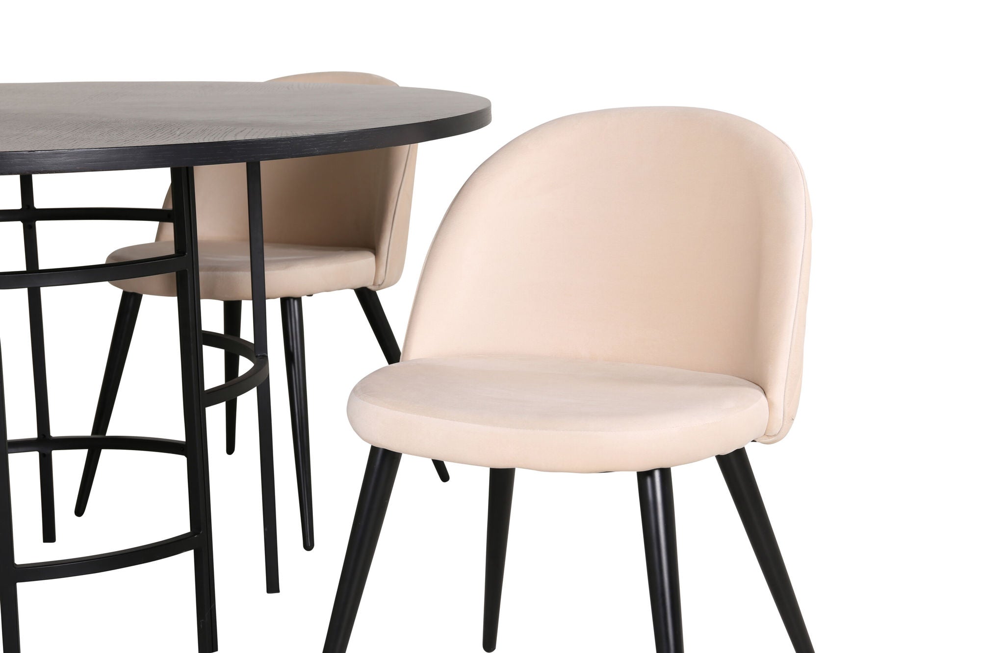 Venture Home Copenhagen - spisebord round - Black / Black+Velvet Stitches stol - Black / Beige Velvet_4