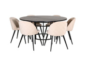 Venture Home Copenhagen - spisebord round - Black / Black+Velvet Stitches stol - Black / Beige Velvet_6