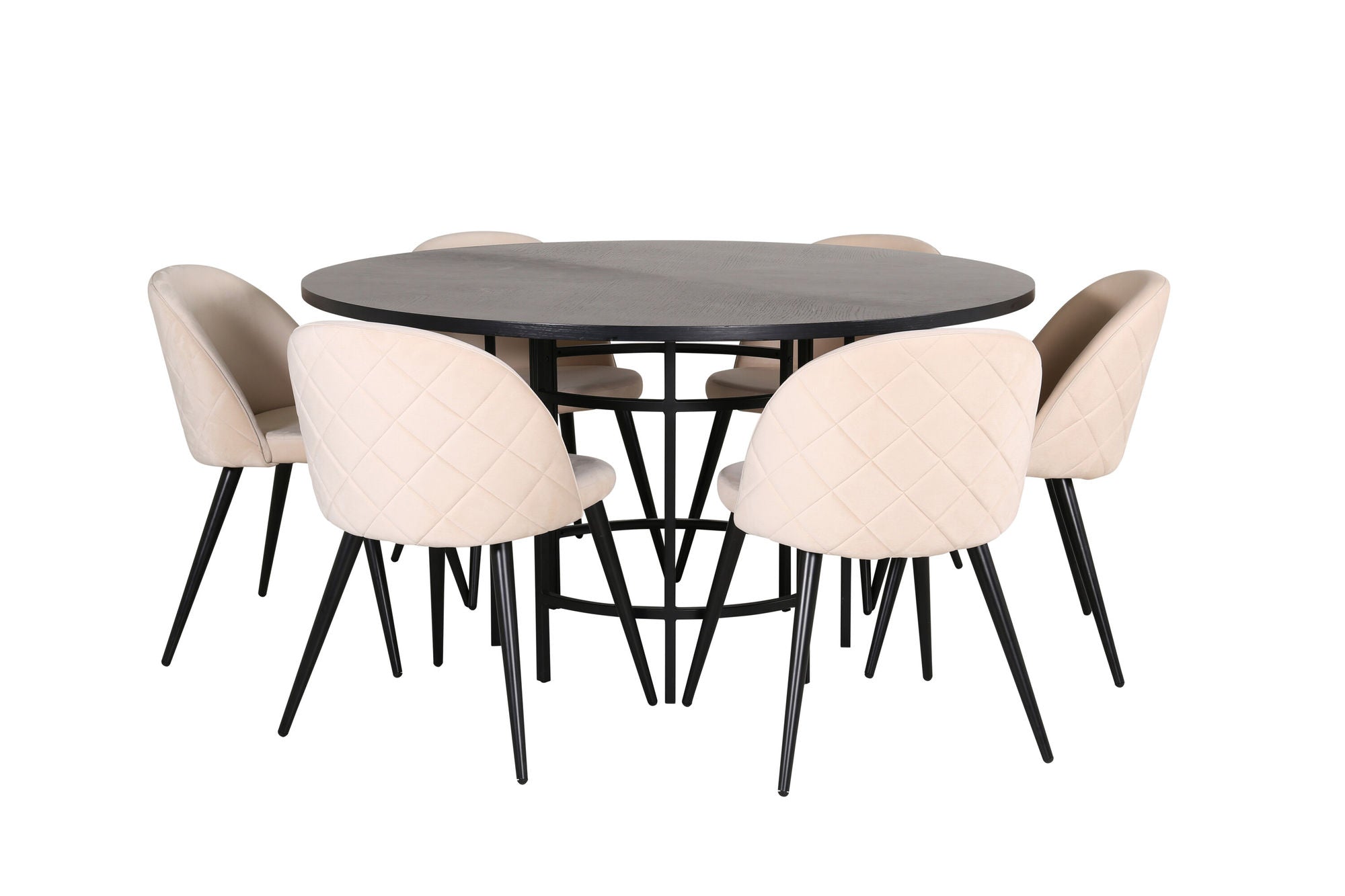 Venture Home Copenhagen - spisebord round - Black / Black+Velvet Stitches stol - Black / Beige Velvet_6