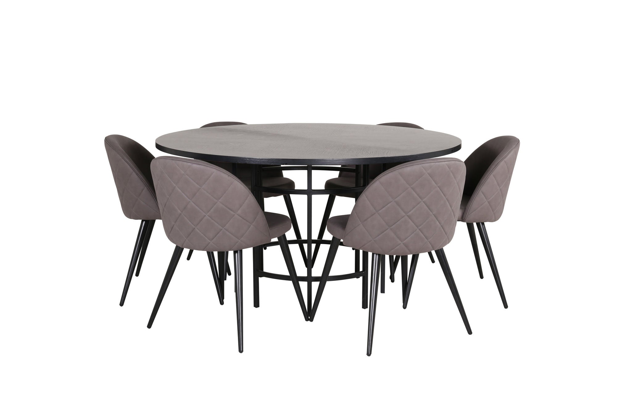 Venture Home Copenhagen - spisebord round - Black / Black+Velvet Stitches stol - Black / Grey Micro Fibre_6