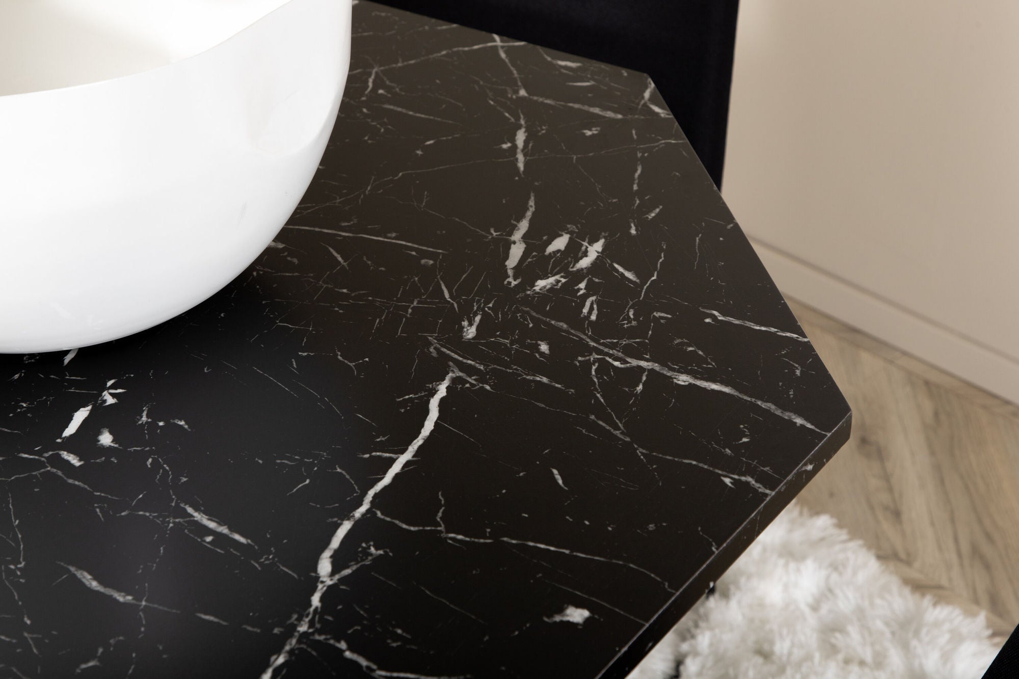 Venture Home Marbs rund spisebord , Black Black Glass Marble+Muce Spisebordsstol , Black Legs , Black Fabric_4