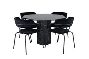 Venture Home Marbs rund spisebord , Black Black Glass Marble+Arrow armchair , Black Legs , Black Velvet_4