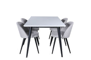 Venture Home Jimmy spisebord , Black White HPL+Velvet Dining Chiar , Black legs , Light GreyFabric_4