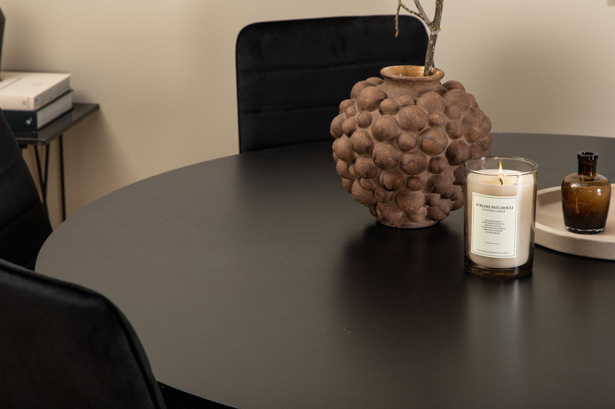 Venture Home Copenhagen - spisebord round - Black / Black+Windu Lyx stol - Black / Black Velvet_6