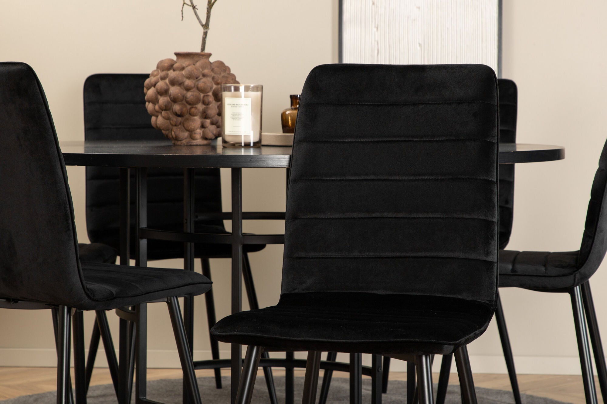 Venture Home Copenhagen - spisebord round - Black / Black+Windu Lyx stol - Black / Black Velvet_6