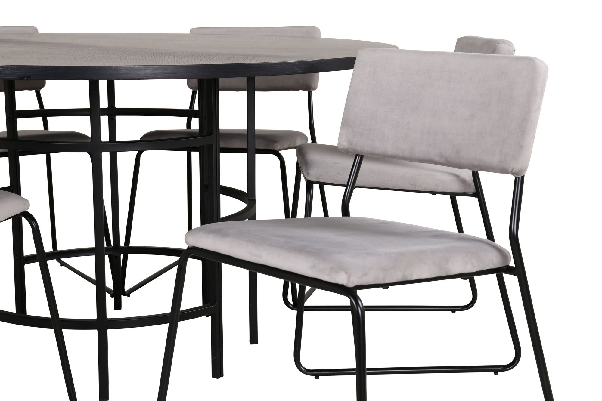 Venture Home Copenhagen - spisebord round - Black / Black+Kenth stol - Black / Light Grey Velvet_6