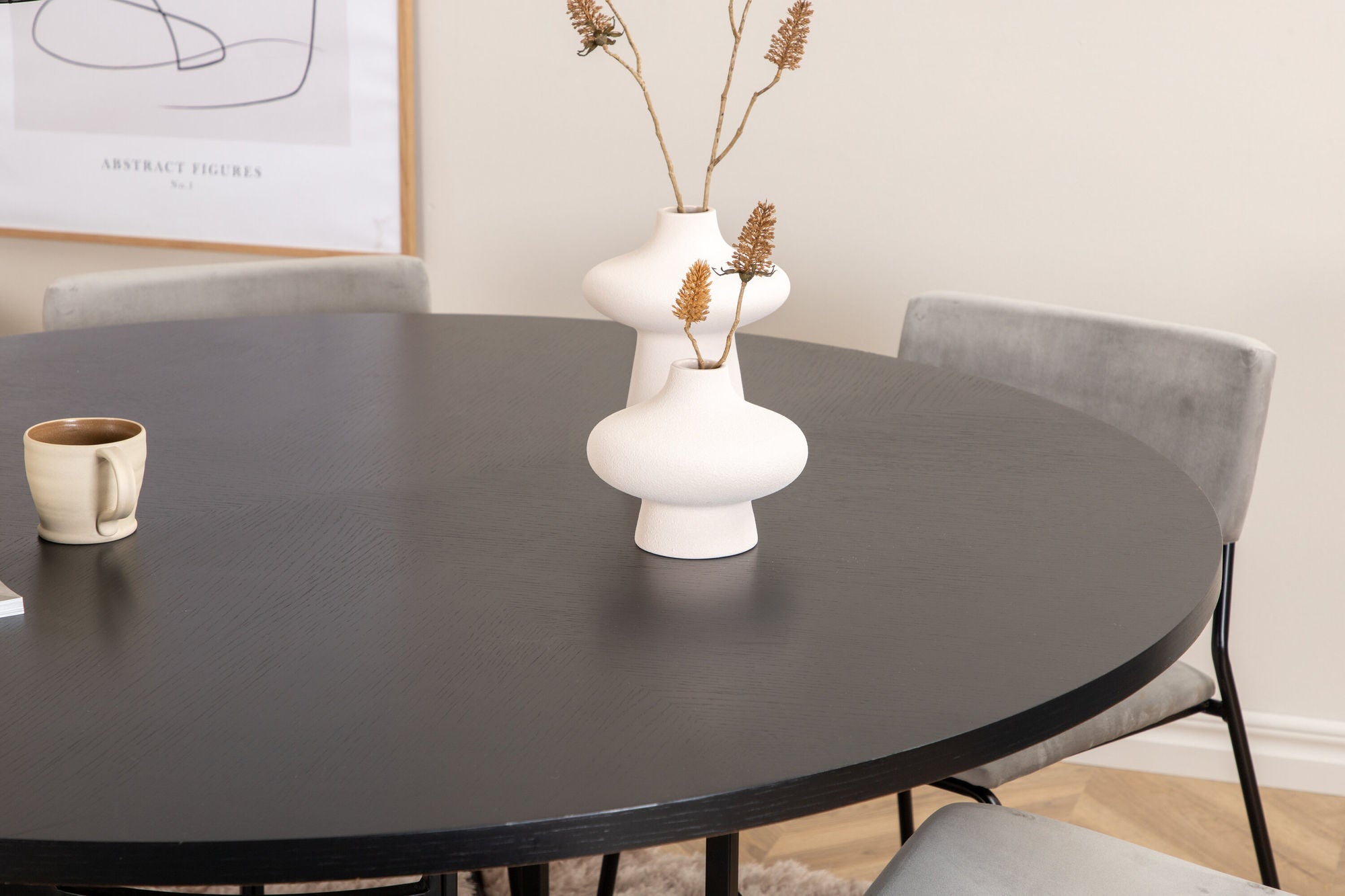 Venture Home Copenhagen - spisebord round - Black / Black+Kenth stol - Black / Light Grey Velvet_6