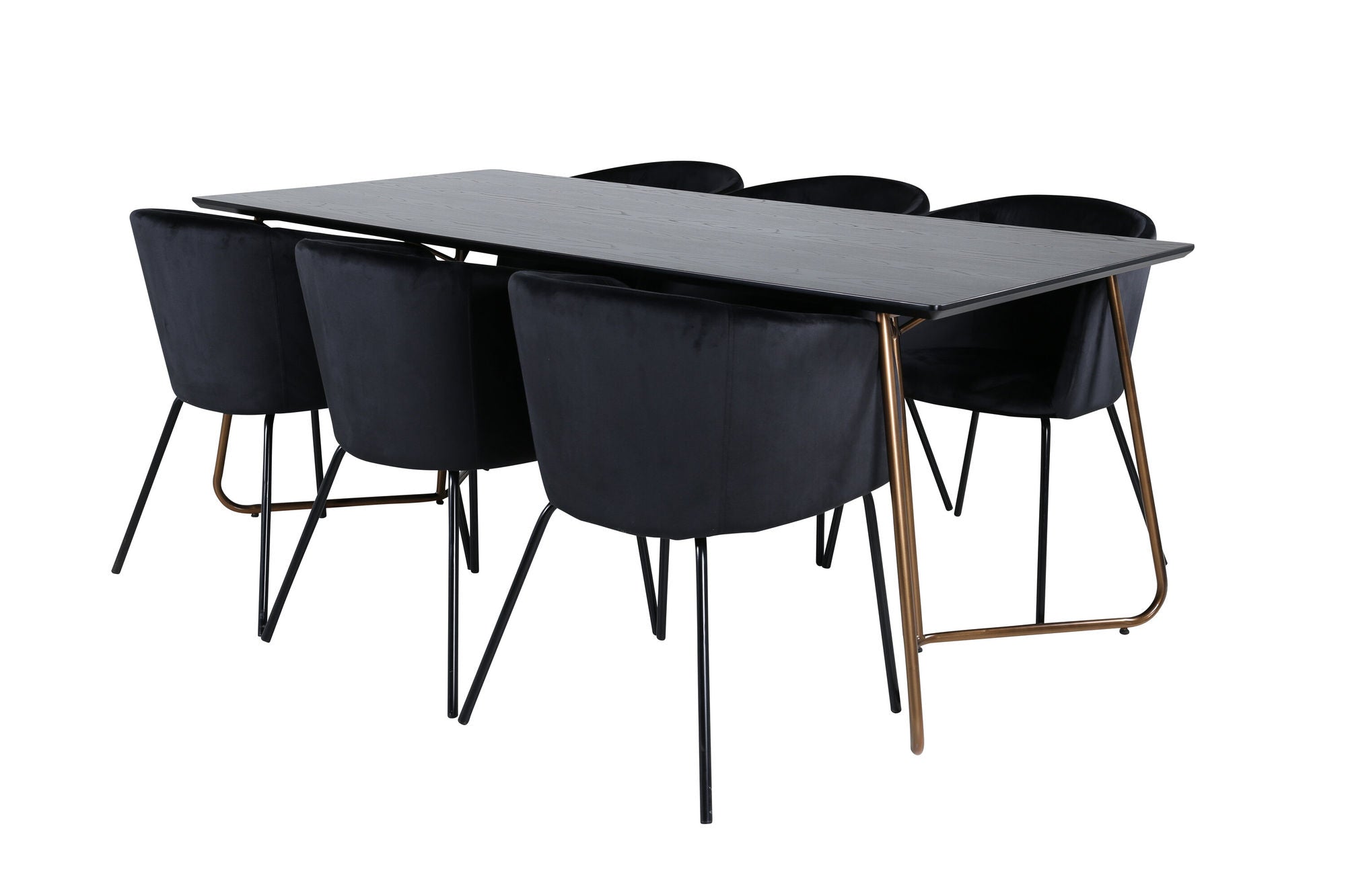 Venture Home Petra spisebord , Distressed Copper Black Veneer+Berit stol , Black Black Velvet_6