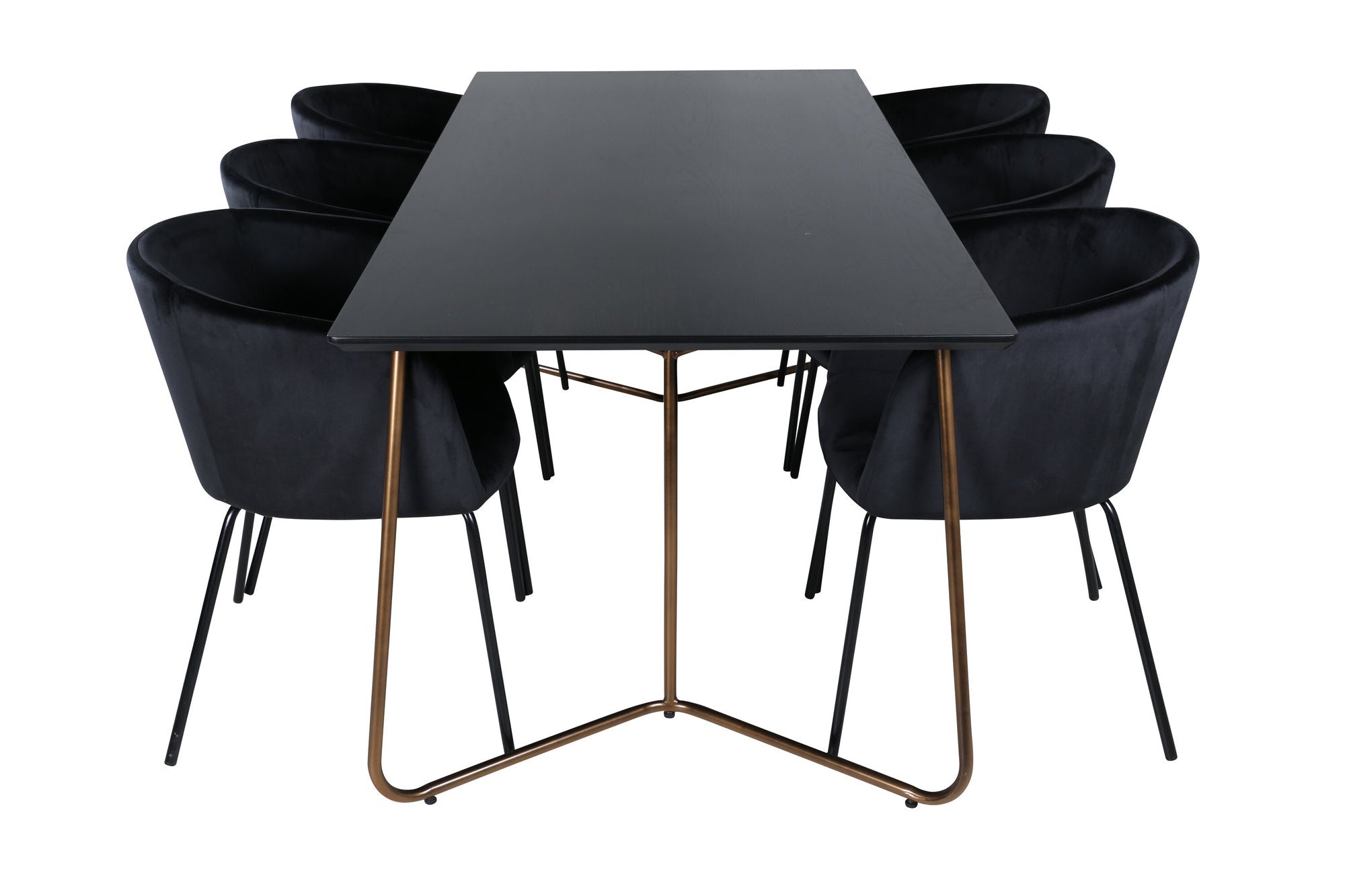 Venture Home Petra spisebord , Distressed Copper Black Veneer+Berit stol , Black Black Velvet_6