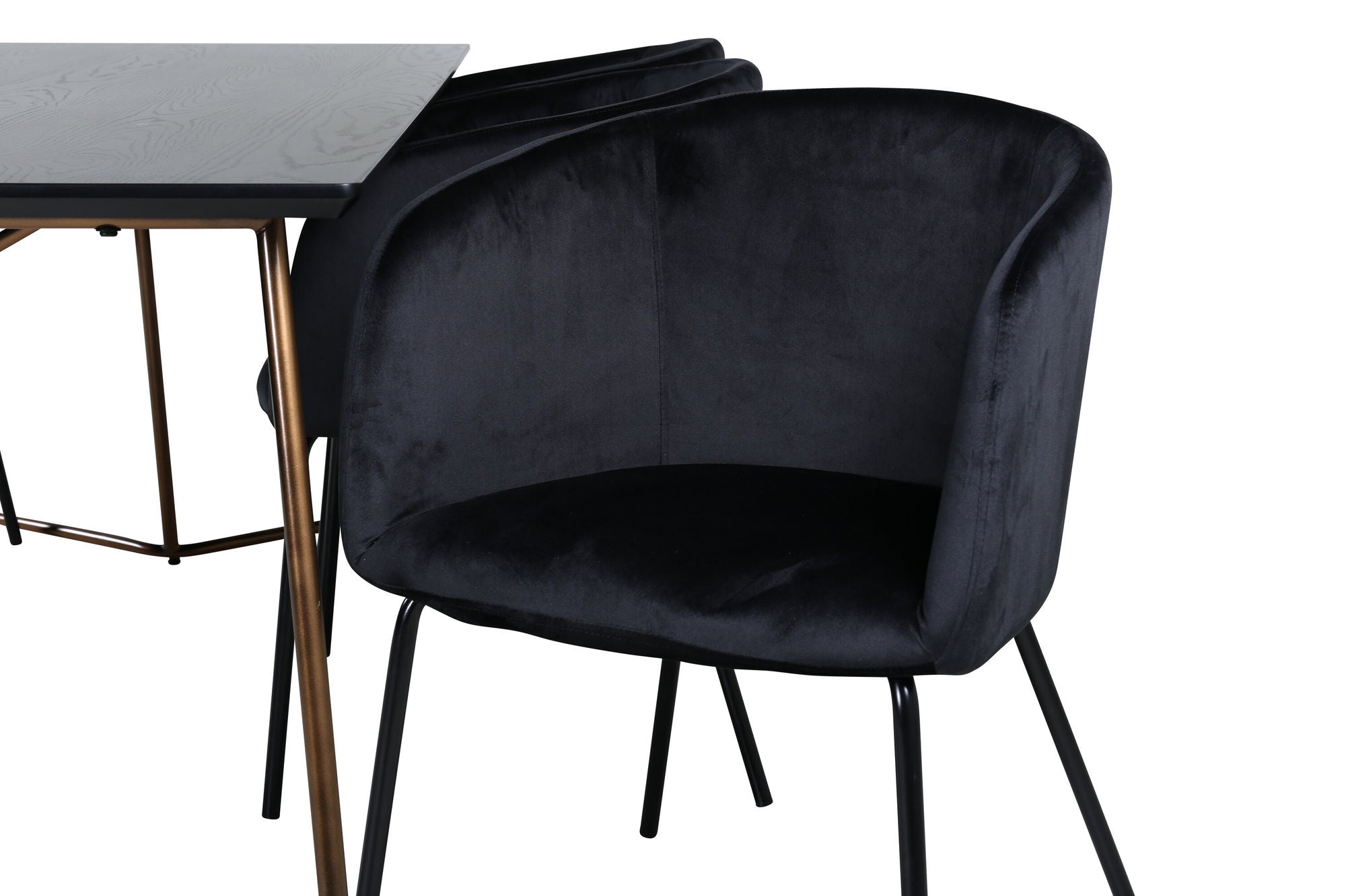 Venture Home Petra spisebord , Distressed Copper Black Veneer+Berit stol , Black Black Velvet_6