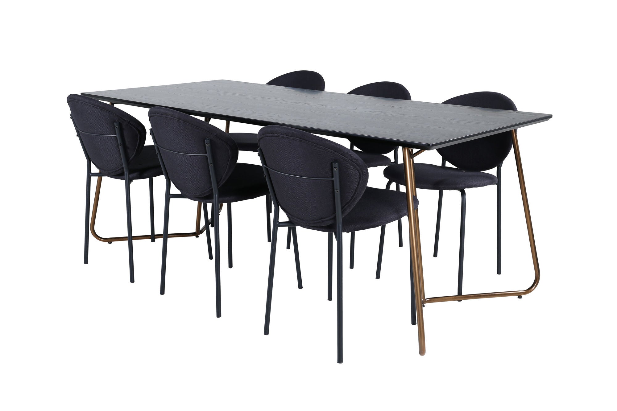 Venture Home Petra spisebord , Distressed Copper Black Veneer+Vault Spisebordsstol , Black Legs , Black Fabric_6