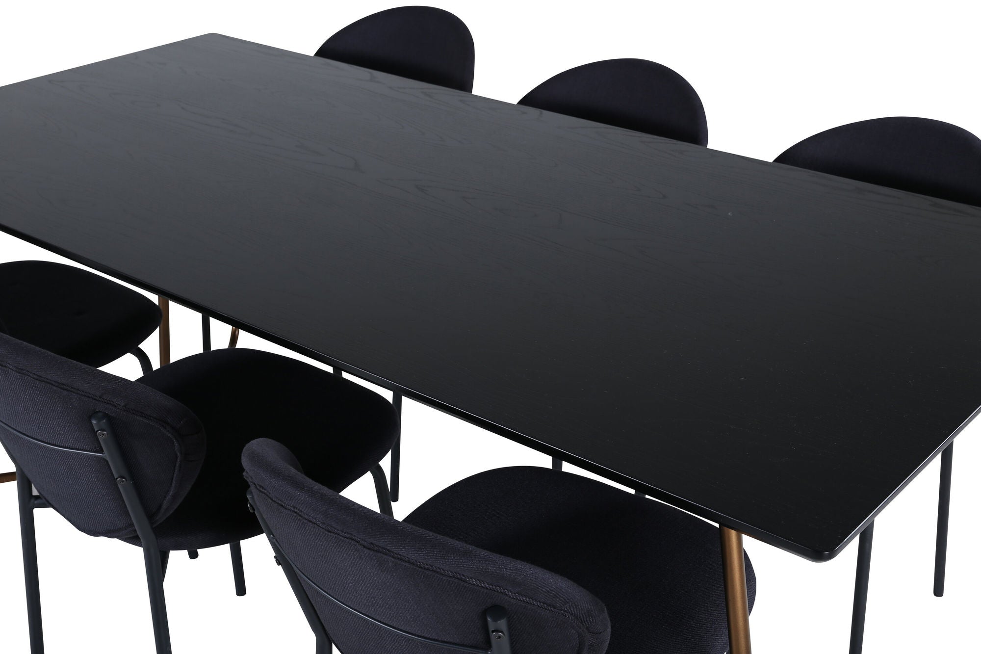 Venture Home Petra spisebord , Distressed Copper Black Veneer+Vault Spisebordsstol , Black Legs , Black Fabric_6