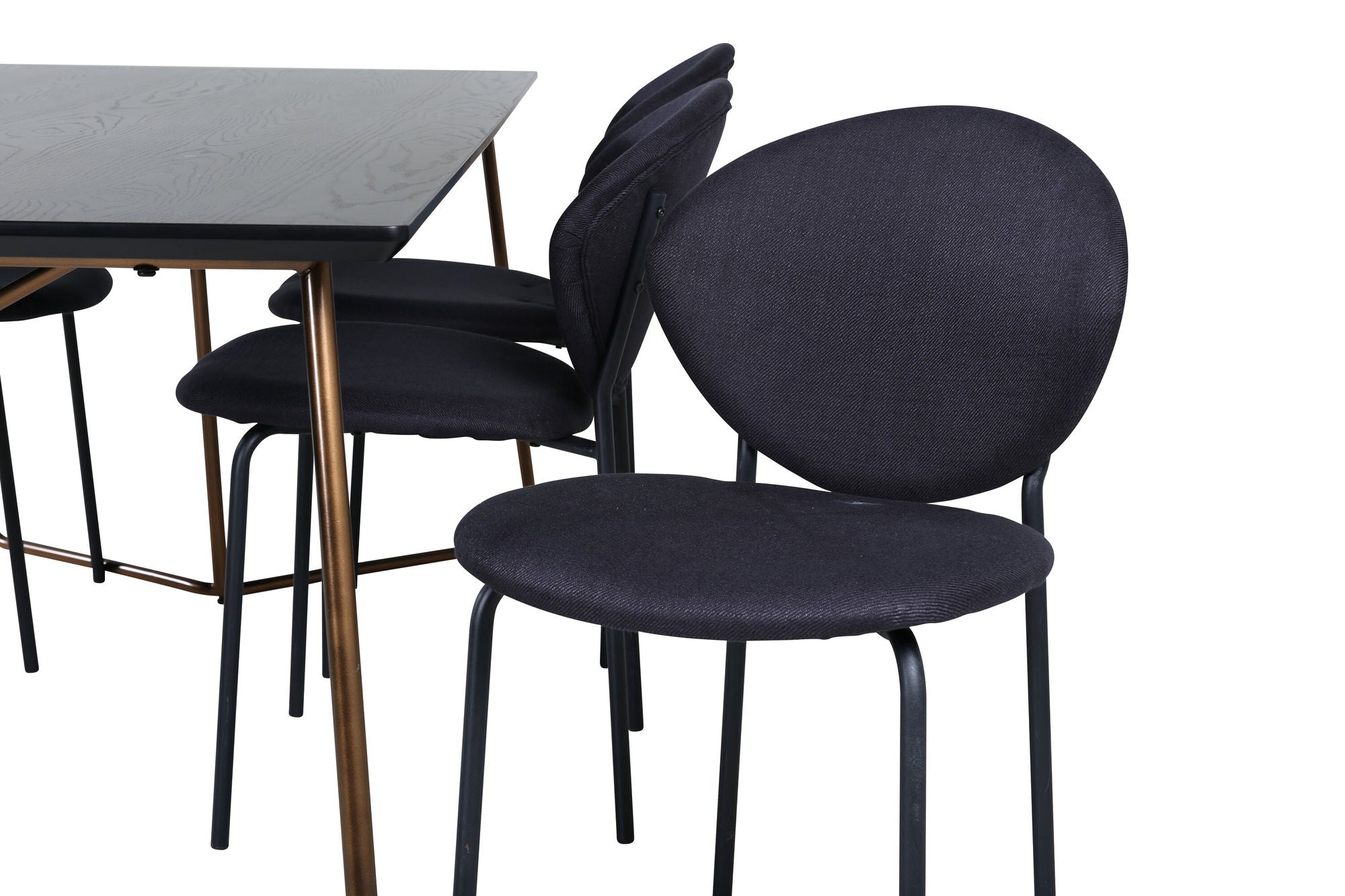 Venture Home Petra spisebord , Distressed Copper Black Veneer+Vault Spisebordsstol , Black Legs , Black Fabric_6