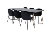 Venture Home Petra spisebord , Distressed Copper Black Veneer+Wrinkles Spisebordsstol , Black Legs , Black Velvet_6