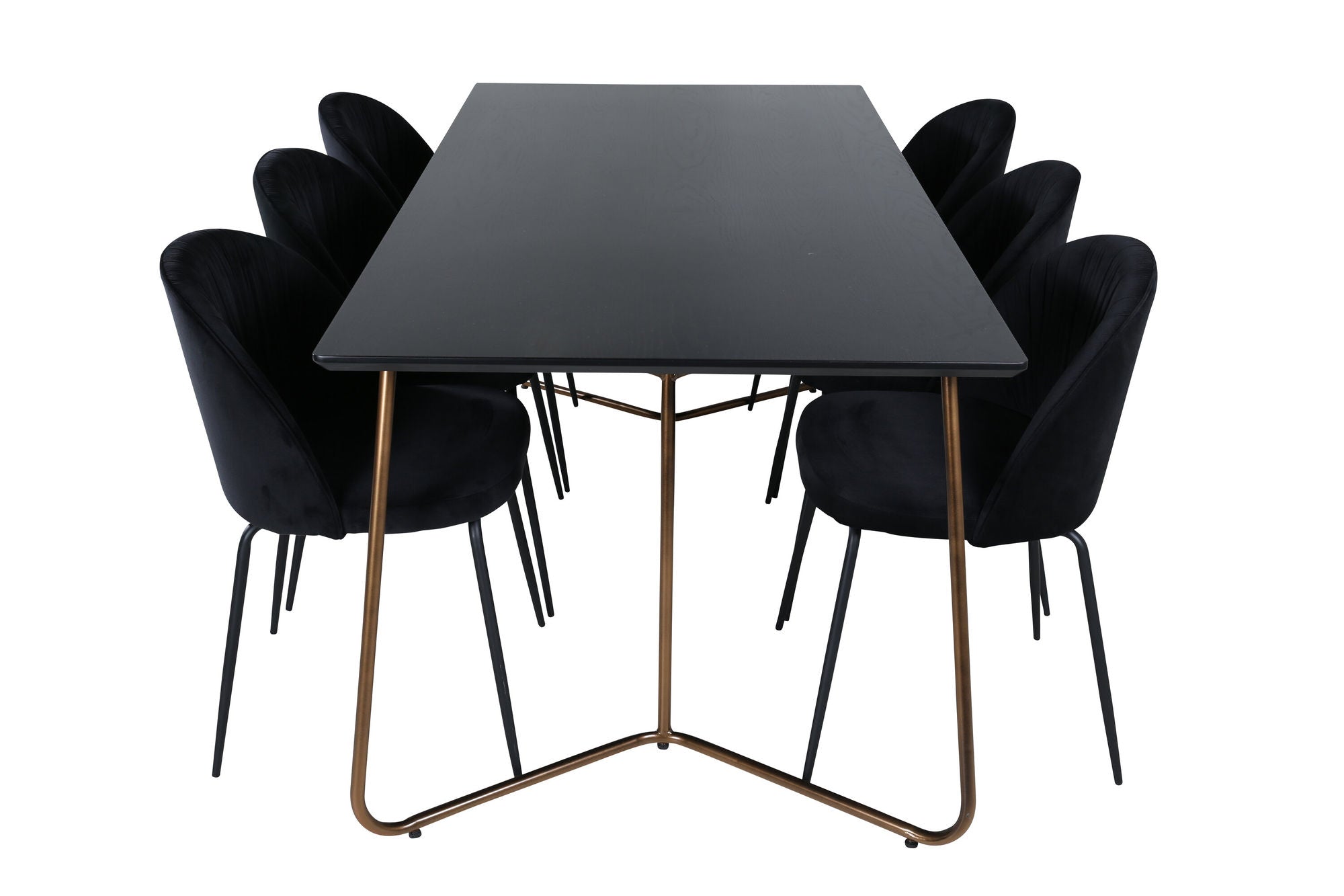 Venture Home Petra spisebord , Distressed Copper Black Veneer+Wrinkles Spisebordsstol , Black Legs , Black Velvet_6
