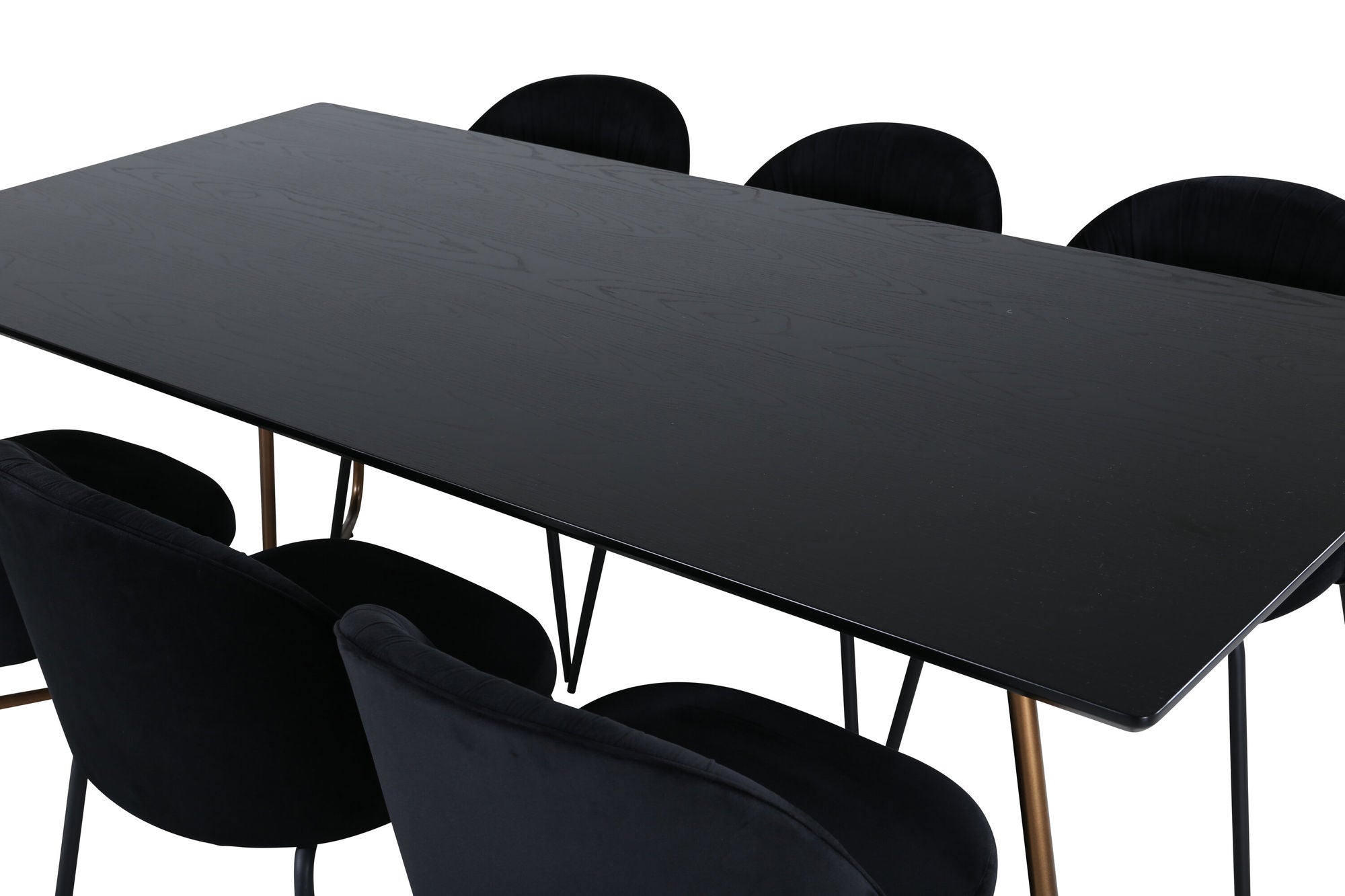 Venture Home Petra spisebord , Distressed Copper Black Veneer+Wrinkles Spisebordsstol , Black Legs , Black Velvet_6