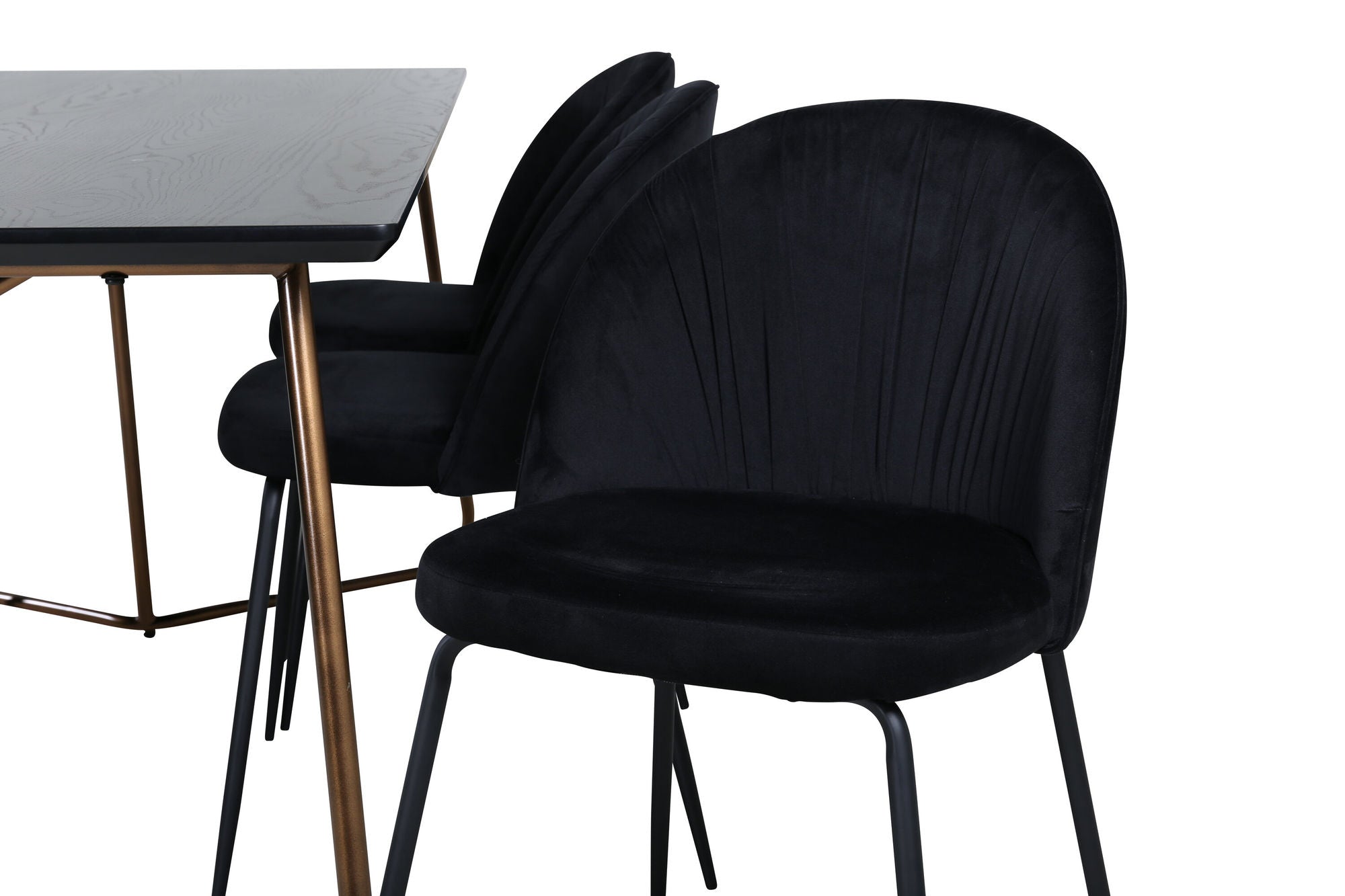 Venture Home Petra spisebord , Distressed Copper Black Veneer+Wrinkles Spisebordsstol , Black Legs , Black Velvet_6