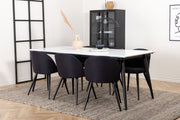 Venture Home Jimmy spisebord , Black White HPL+Velvet Dining Chiar , Black legs, Black Fabric_6