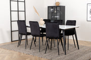 Venture Home Jimmy spisebord , Black White HPL+Windu Lyx stol , Black Black Velvet_6