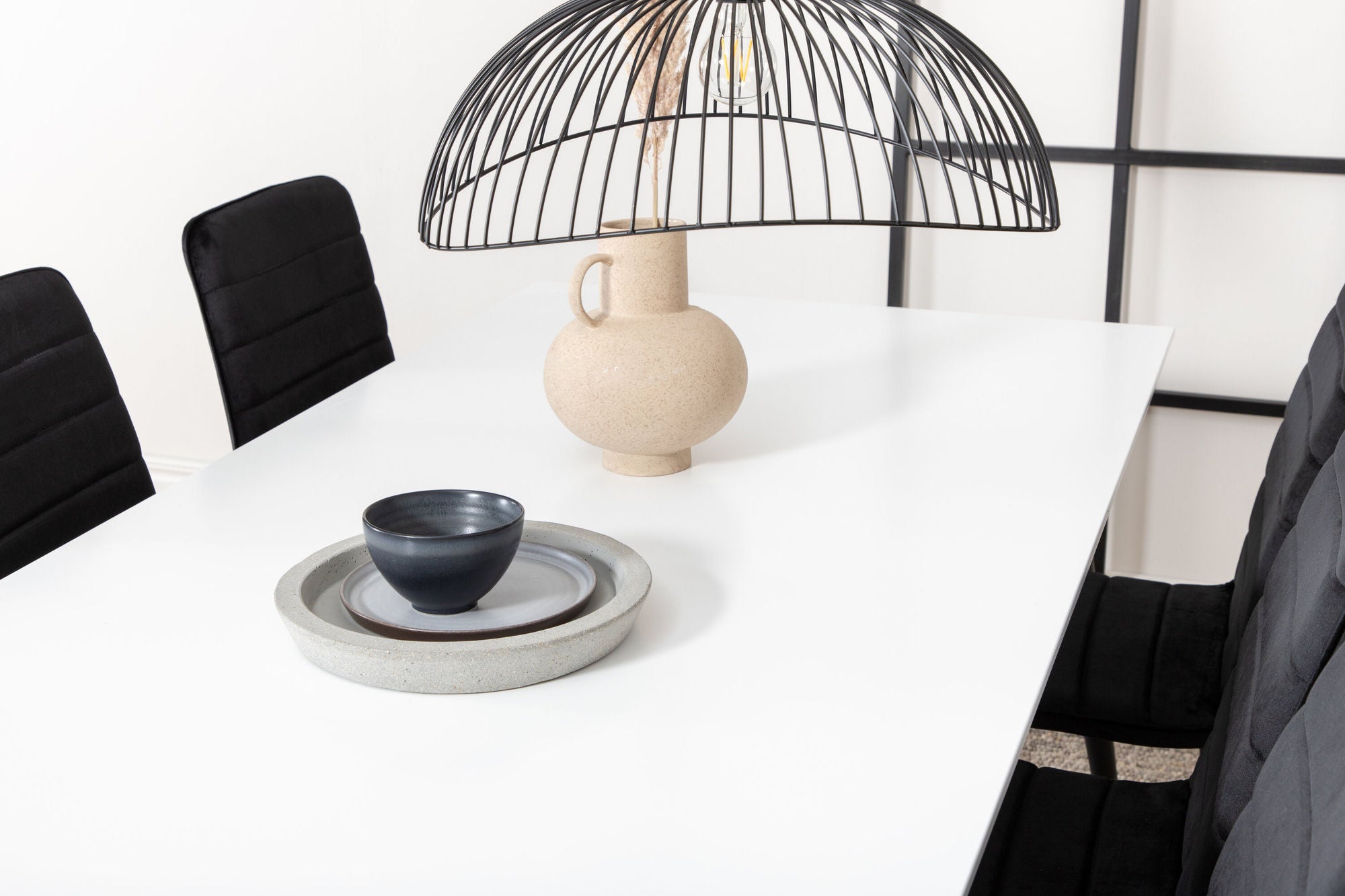 Venture Home Jimmy spisebord , Black White HPL+Windu Lyx stol , Black Black Velvet_6