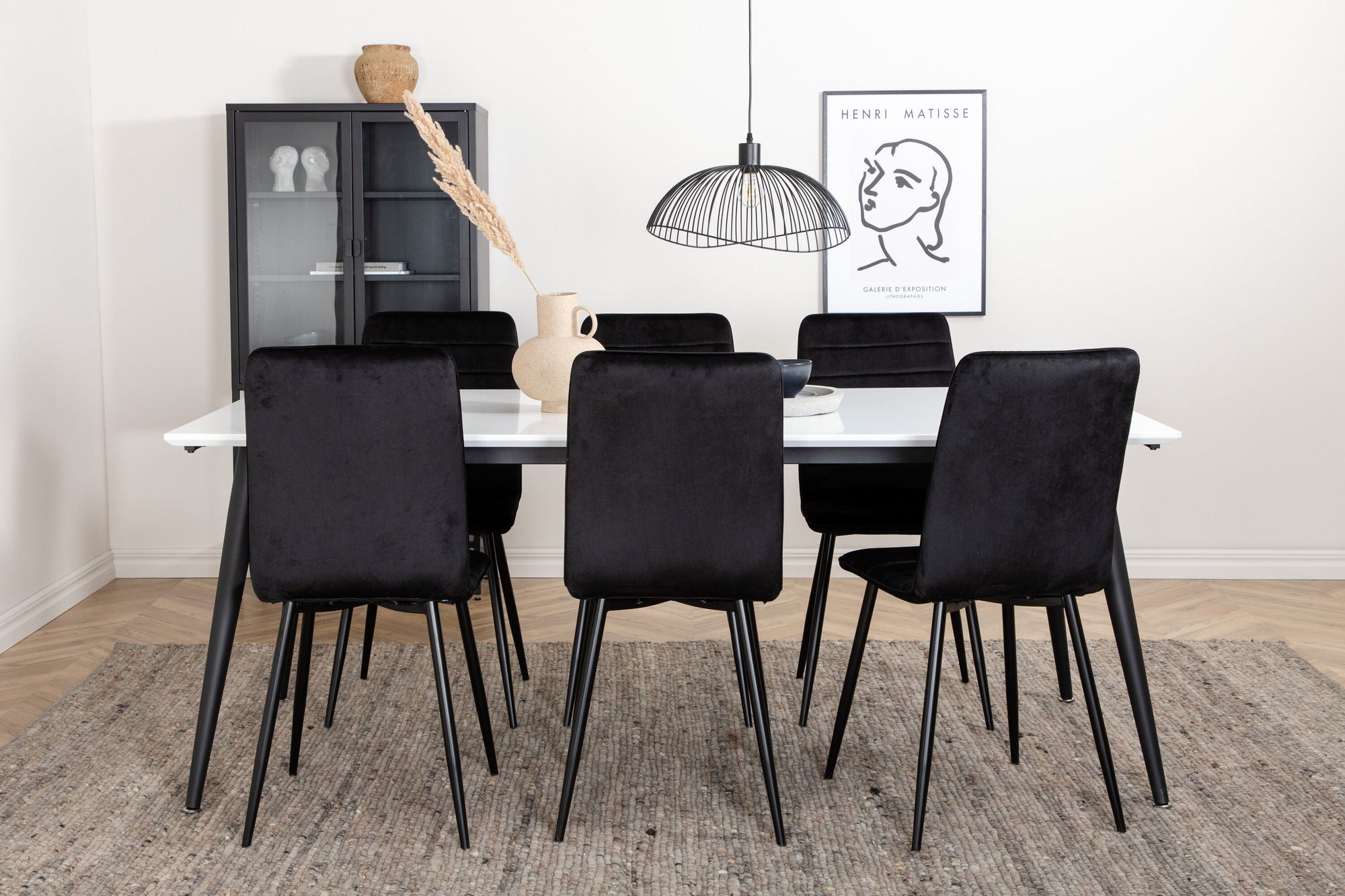 Venture Home Jimmy spisebord , Black White HPL+Windu Lyx stol , Black Black Velvet_6
