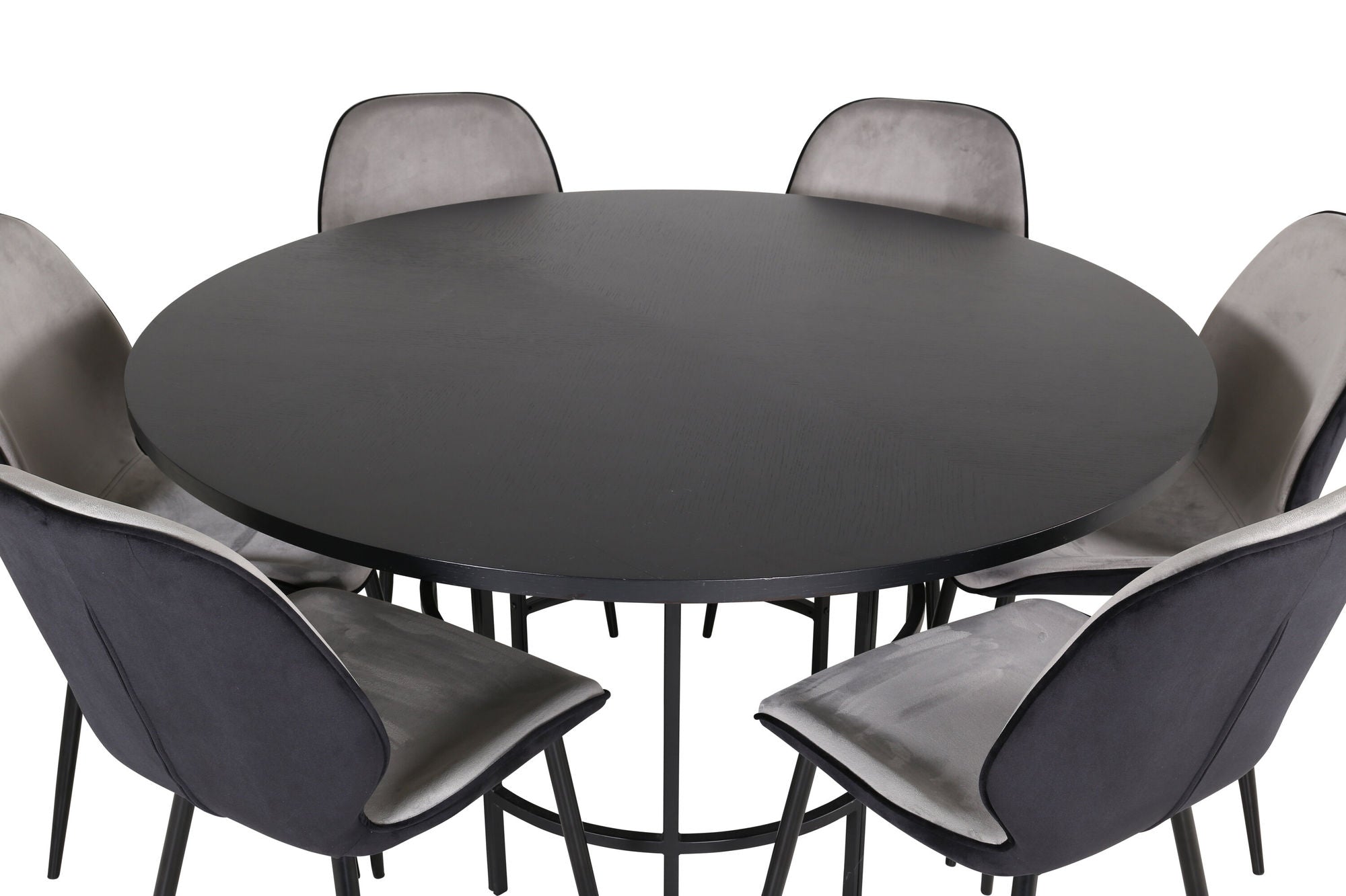 Venture Home Copenhagen - spisebord round - Black / Black+Emma stol - Black / Black and Light Grey Black Velvet in Back Grey Velvet in front_6