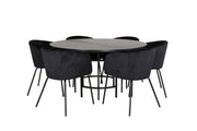 Venture Home Copenhagen - spisebord round - Black / Black+Berit stol - Black / Black Velvet_6