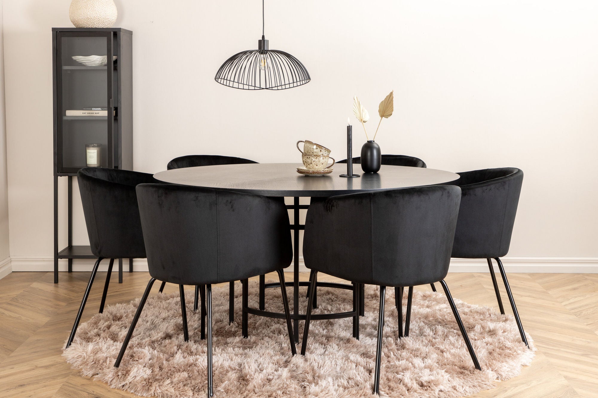 Venture Home Copenhagen - spisebord round - Black / Black+Berit stol - Black / Black Velvet_6