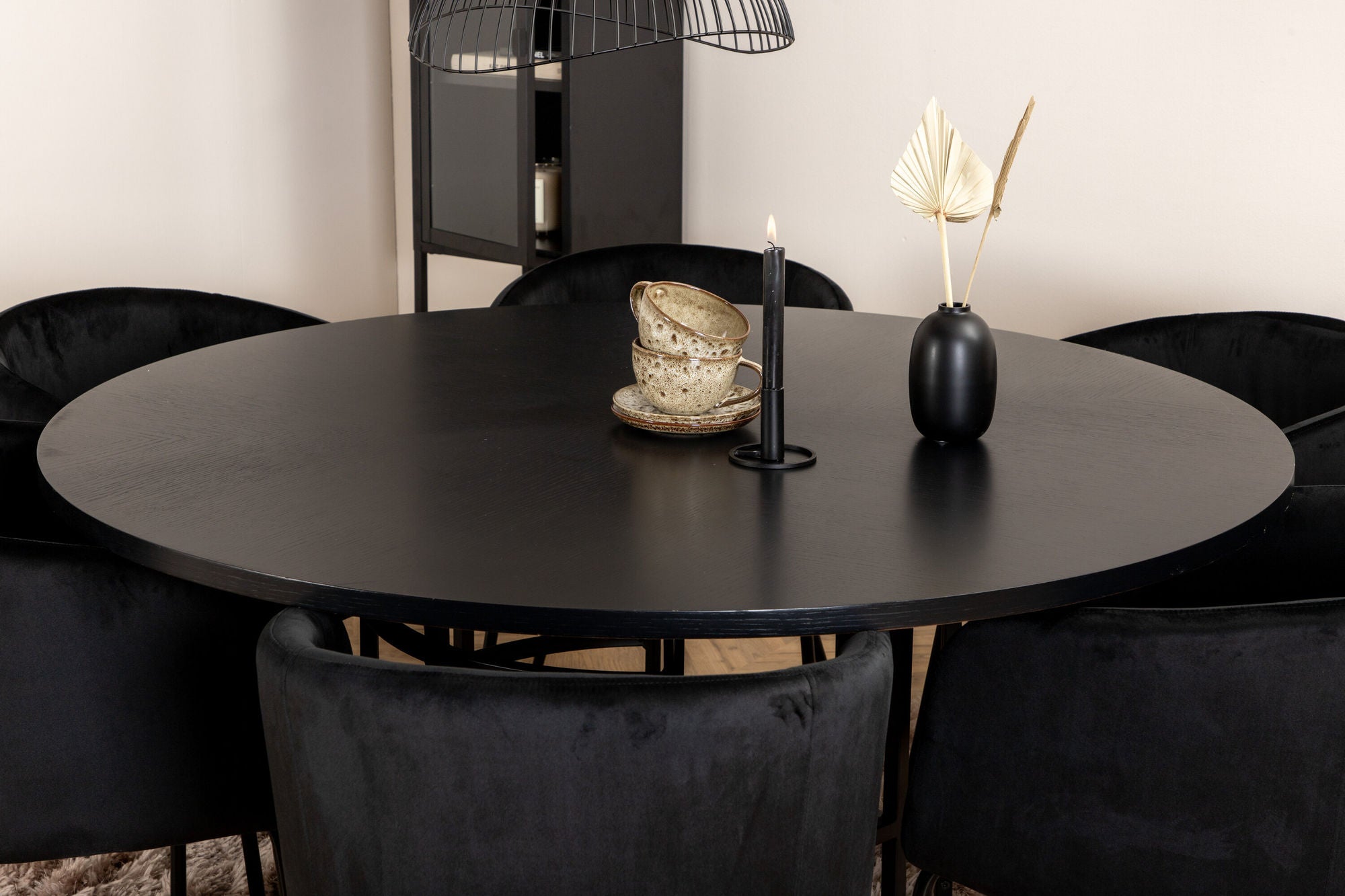 Venture Home Copenhagen - spisebord round - Black / Black+Berit stol - Black / Black Velvet_6