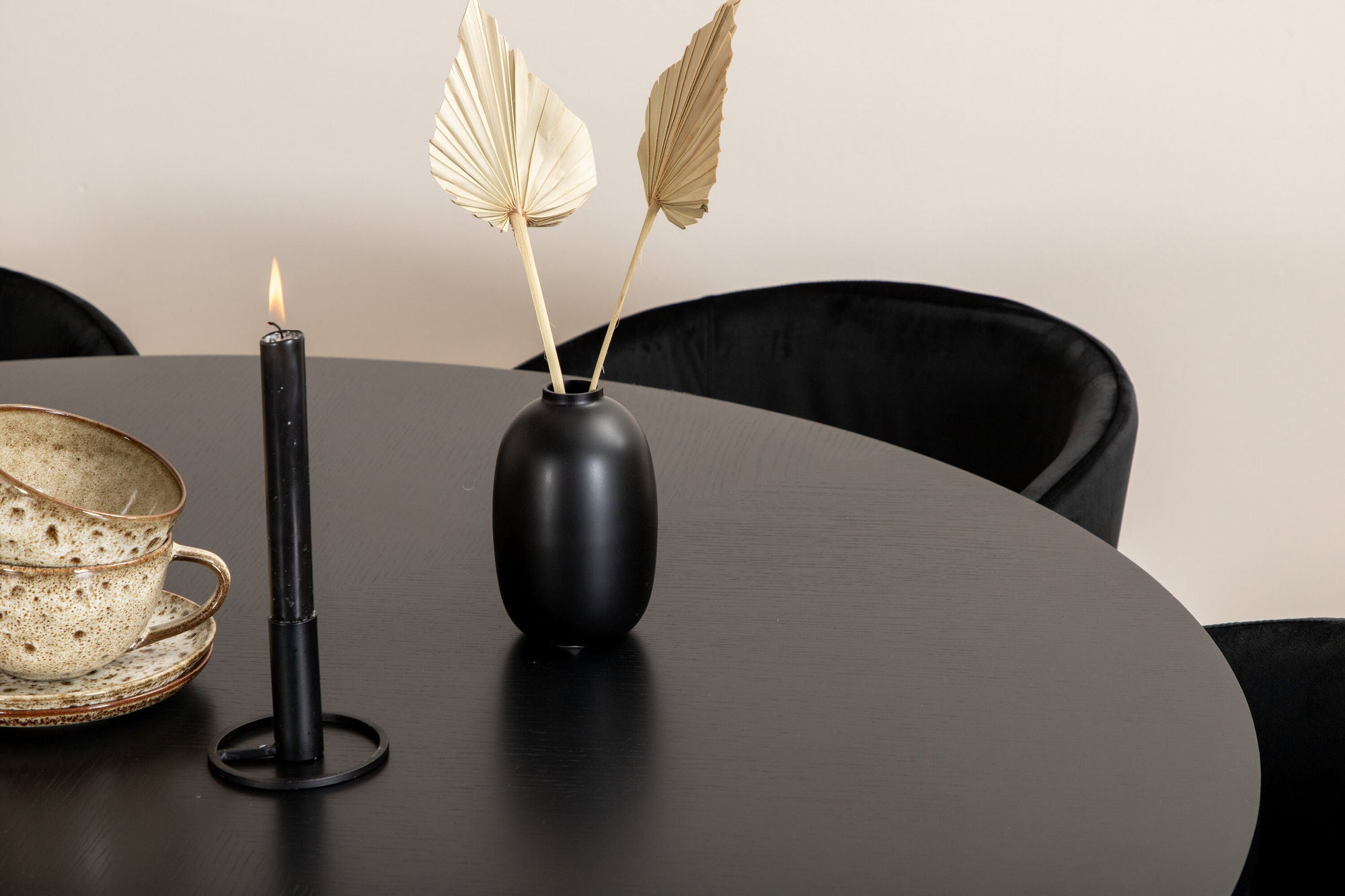 Venture Home Copenhagen - spisebord round - Black / Black+Berit stol - Black / Black Velvet_6
