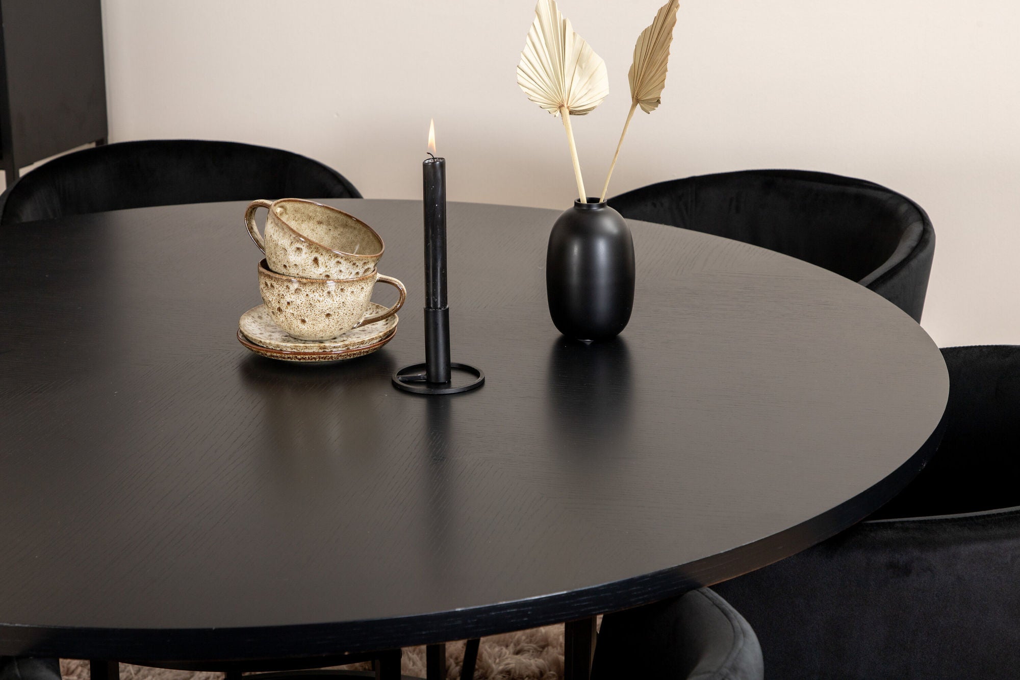Venture Home Copenhagen - spisebord round - Black / Black+Berit stol - Black / Black Velvet_6
