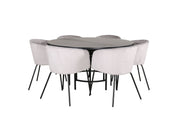 Venture Home Copenhagen - spisebord round - Black / Black+Berit stol - Black / Light Grey Velvet_6