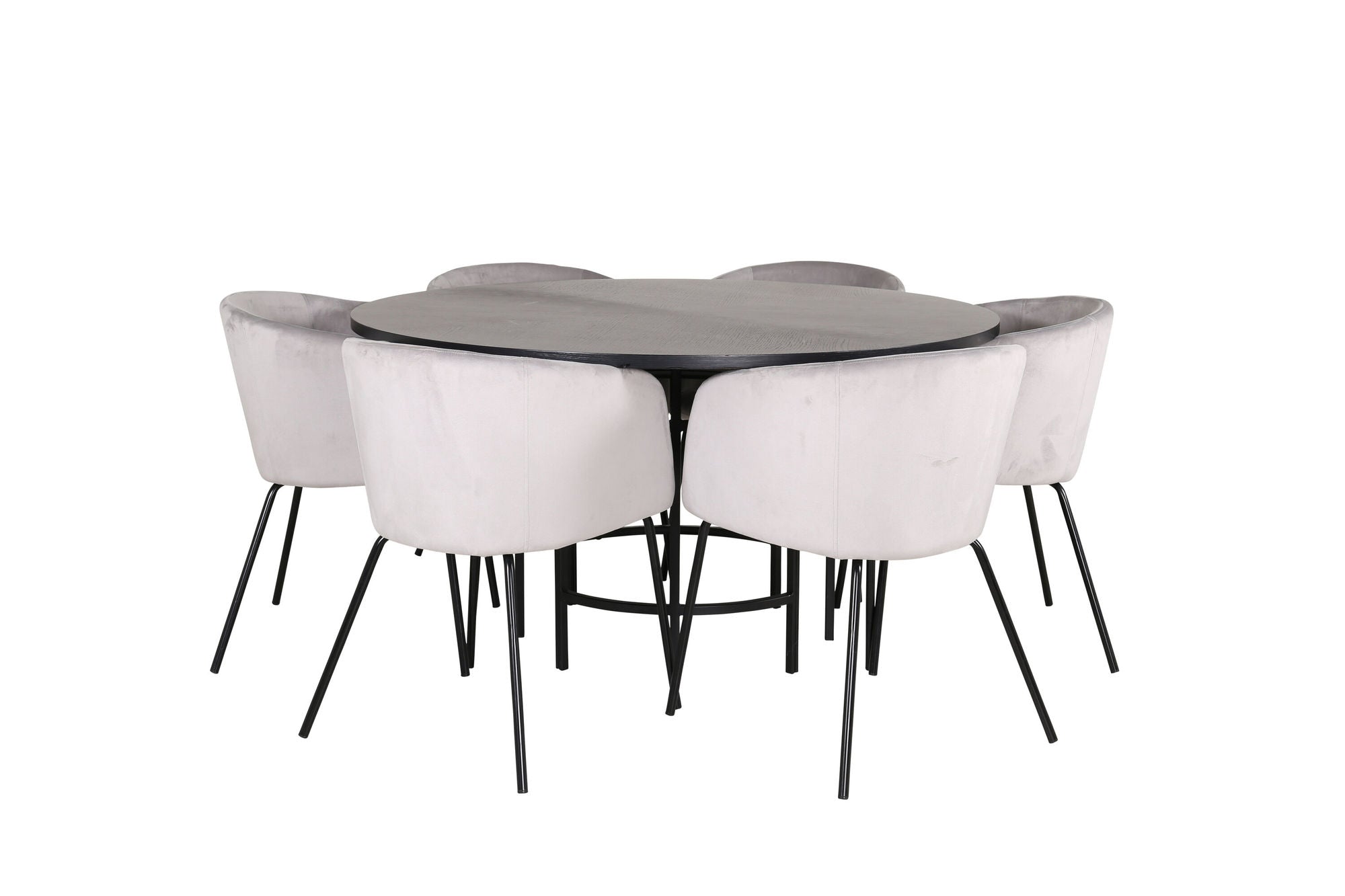 Venture Home Copenhagen - spisebord round - Black / Black+Berit stol - Black / Light Grey Velvet_6