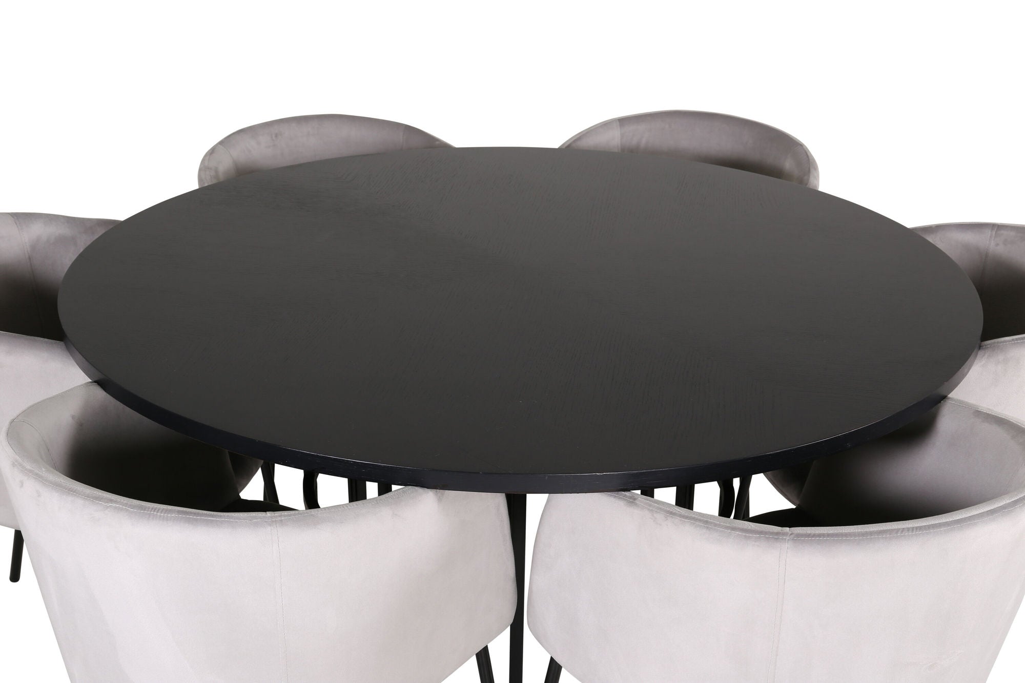 Venture Home Copenhagen - spisebord round - Black / Black+Berit stol - Black / Light Grey Velvet_6