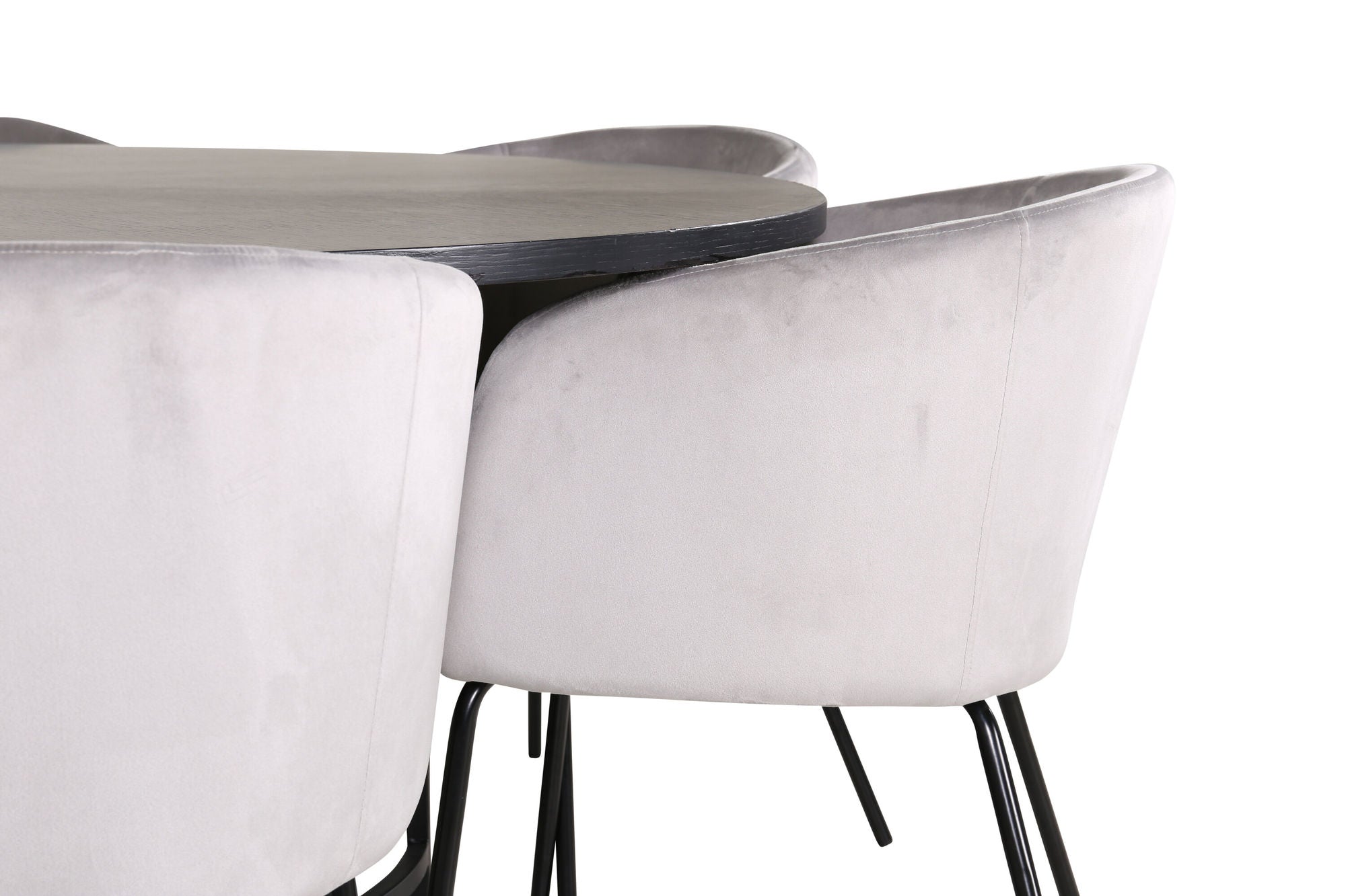 Venture Home Copenhagen - spisebord round - Black / Black+Berit stol - Black / Light Grey Velvet_6