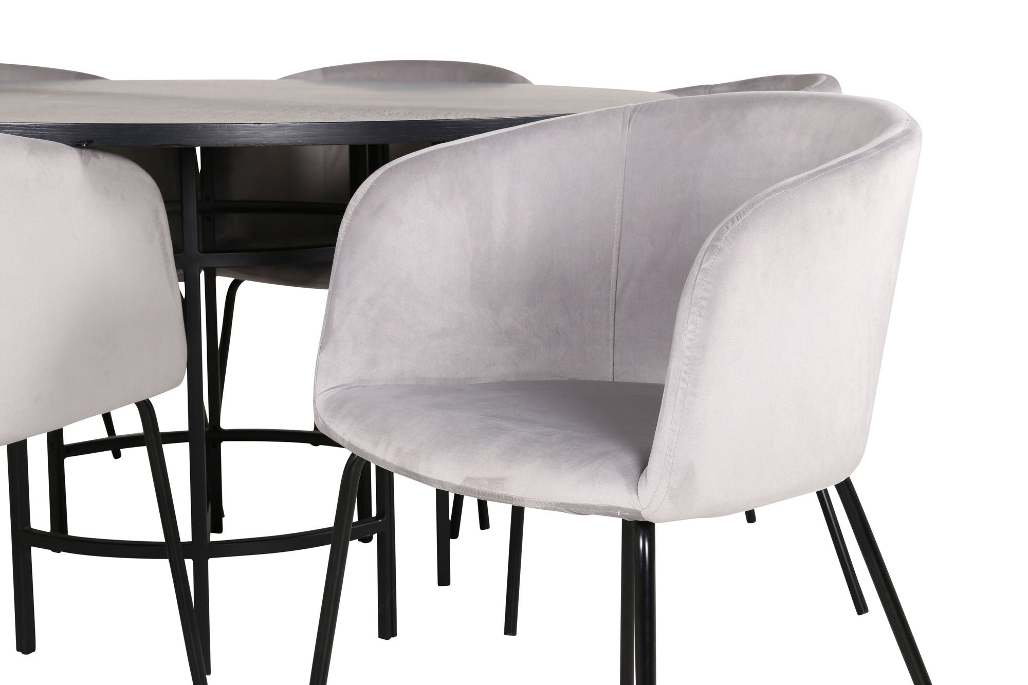 Venture Home Copenhagen - spisebord round - Black / Black+Berit stol - Black / Light Grey Velvet_6