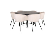 Venture Home Copenhagen - spisebord round - Black / Black+Berit stol - Black / Beige Velvet_6