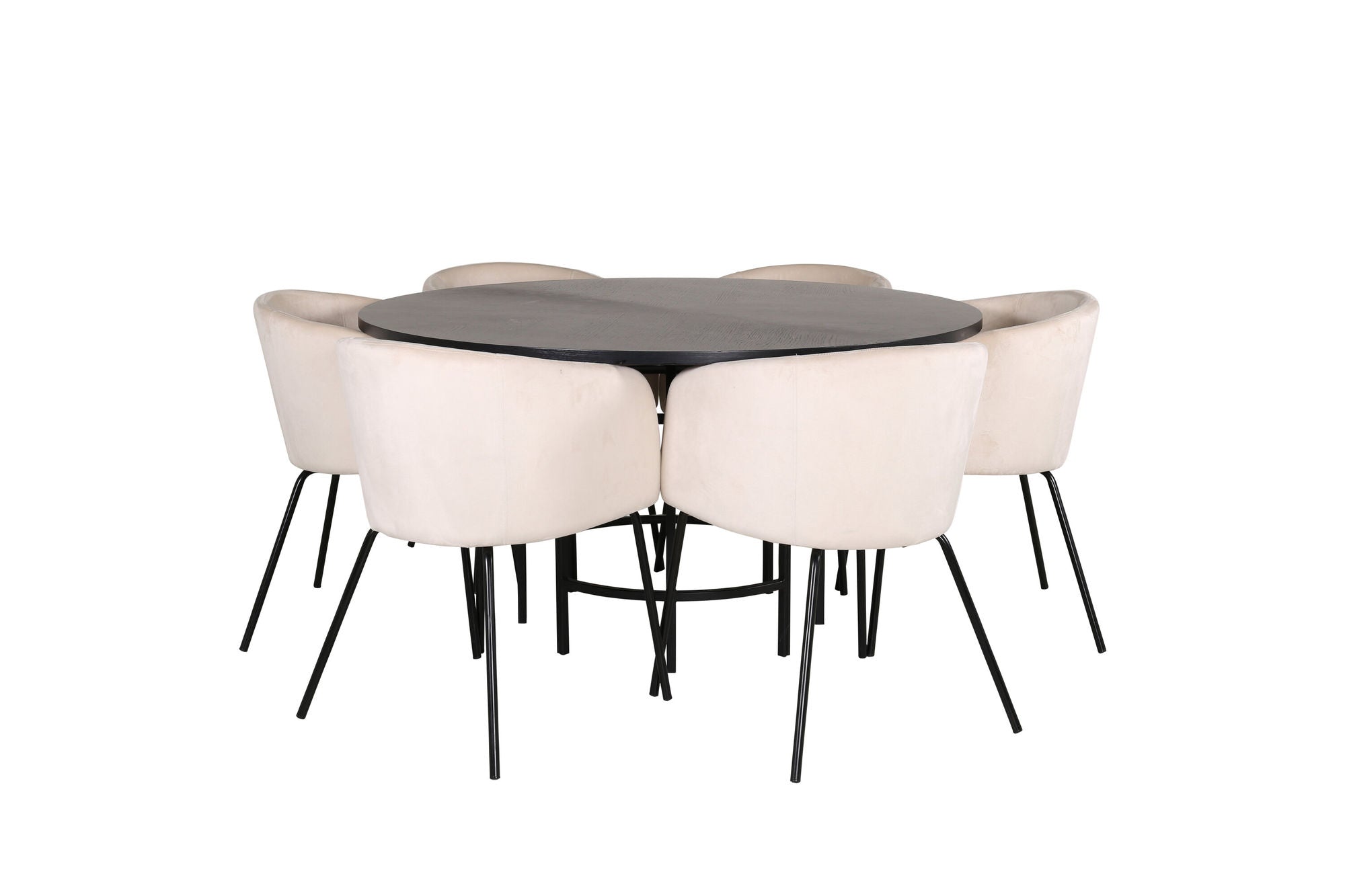 Venture Home Copenhagen - spisebord round - Black / Black+Berit stol - Black / Beige Velvet_6