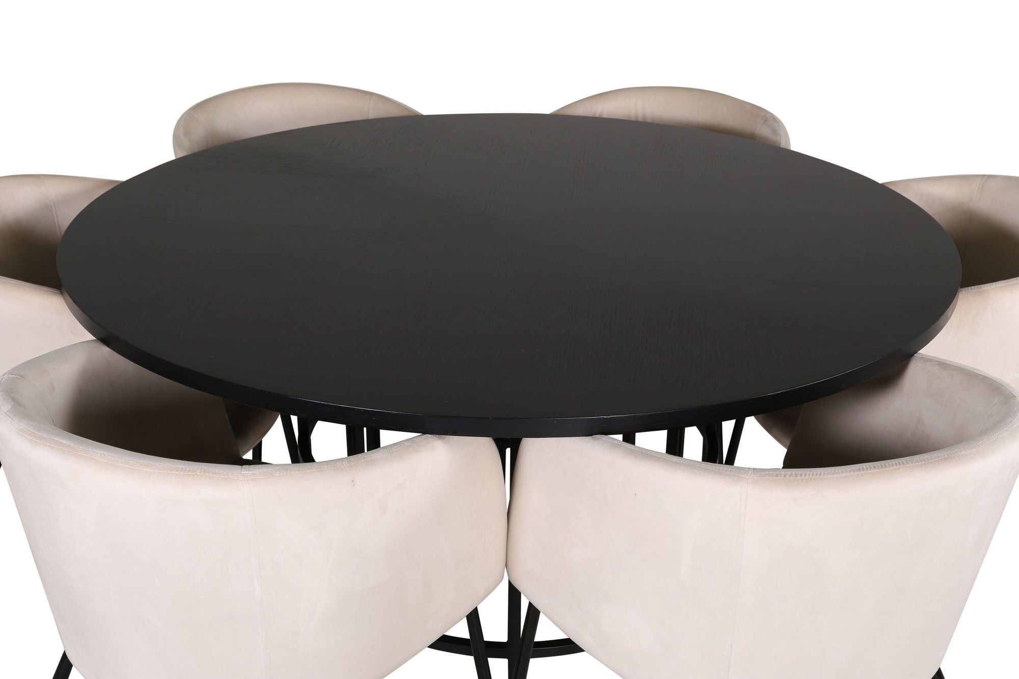 Venture Home Copenhagen - spisebord round - Black / Black+Berit stol - Black / Beige Velvet_6