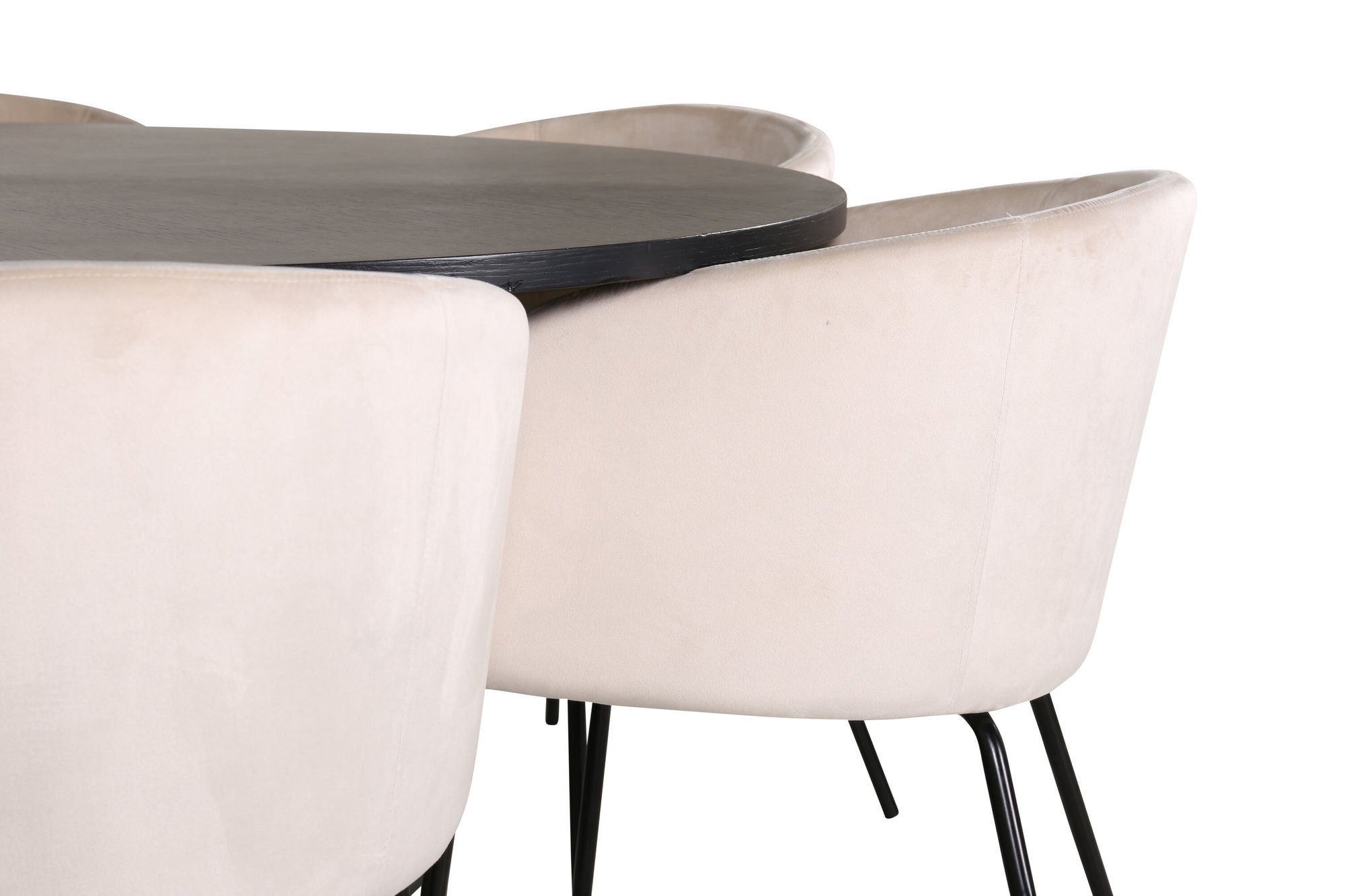 Venture Home Copenhagen - spisebord round - Black / Black+Berit stol - Black / Beige Velvet_6