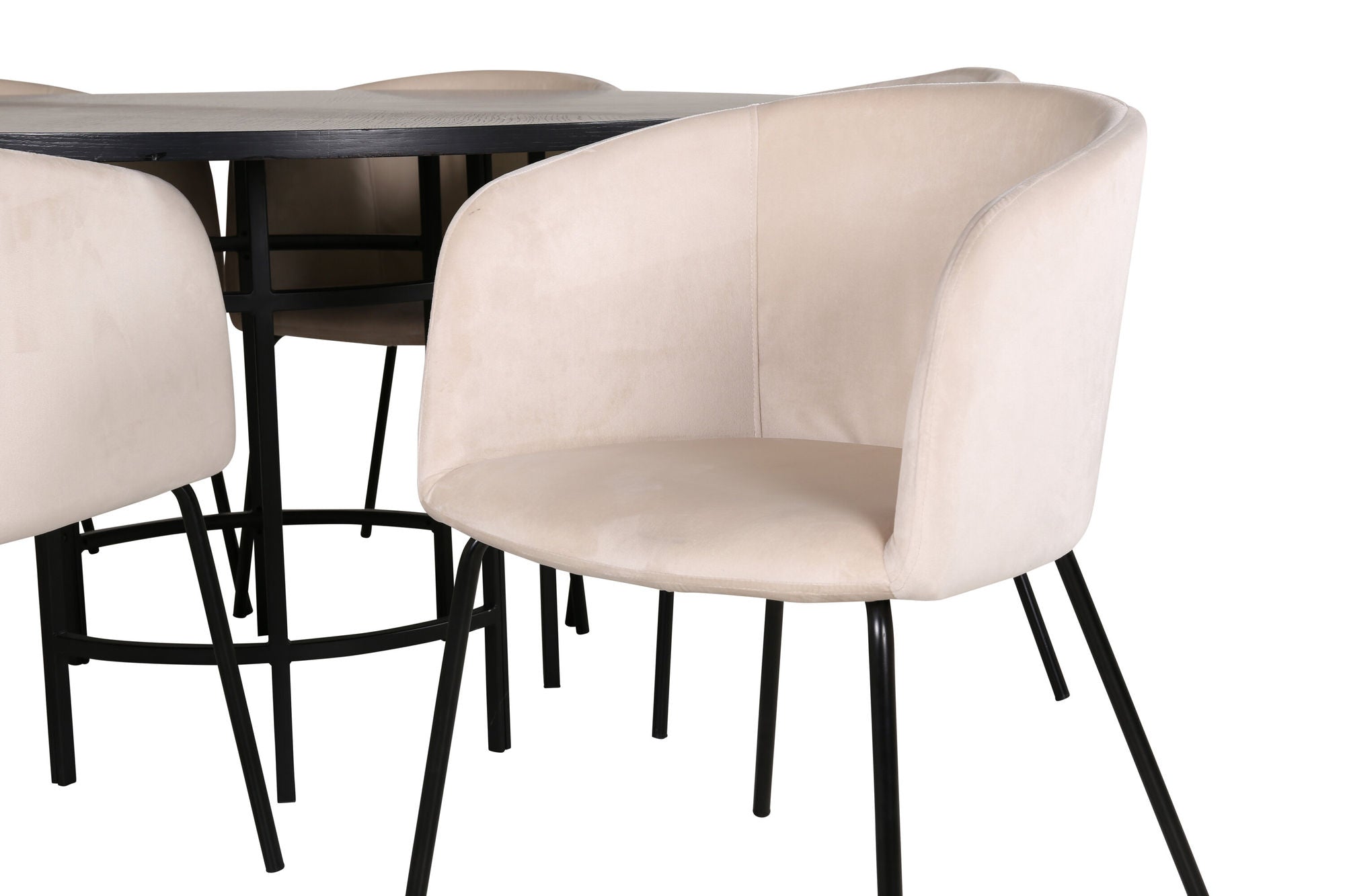 Venture Home Copenhagen - spisebord round - Black / Black+Berit stol - Black / Beige Velvet_6