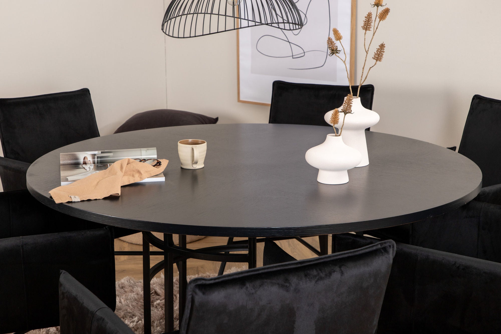 Venture Home Copenhagen - spisebord round - Black / Black+Petra stol - Black / Black Velvet_6