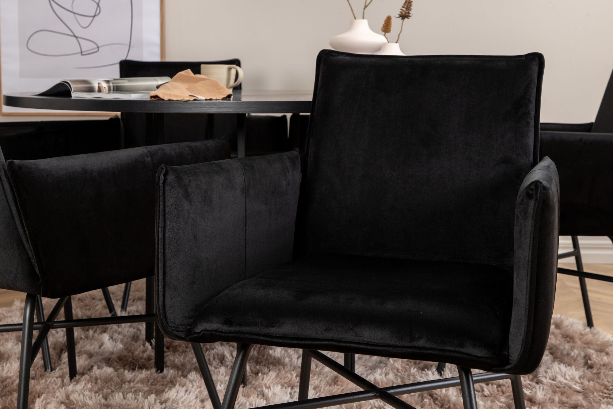 Venture Home Copenhagen - spisebord round - Black / Black+Petra stol - Black / Black Velvet_6